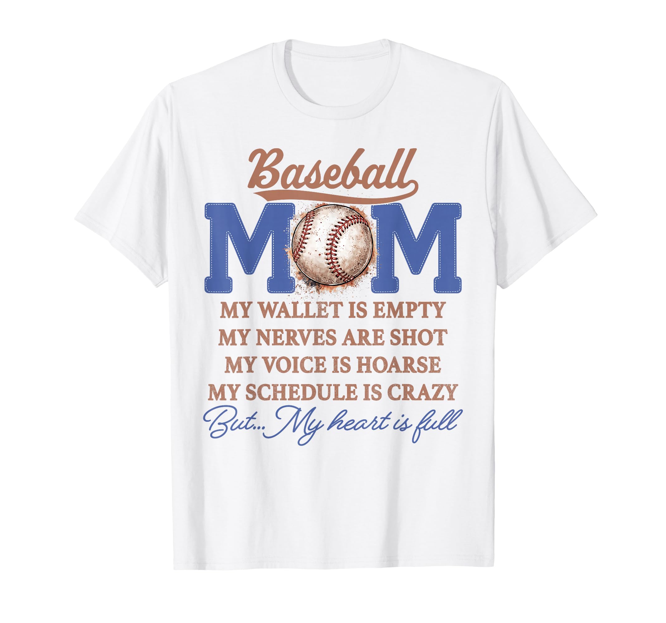 Baseball Mom My Wallet Is Empty My Heart T-Shirt - Unique Graphic Unisex - T-Shirt, Sweatshirt, Hoodie