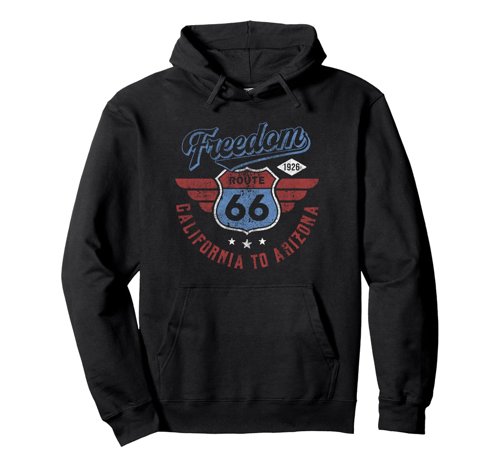 Trendy Route 66 American Logo Hoodie - Minimalist Print Men Women - T-Shirt, Sweatshirt, Hoodie