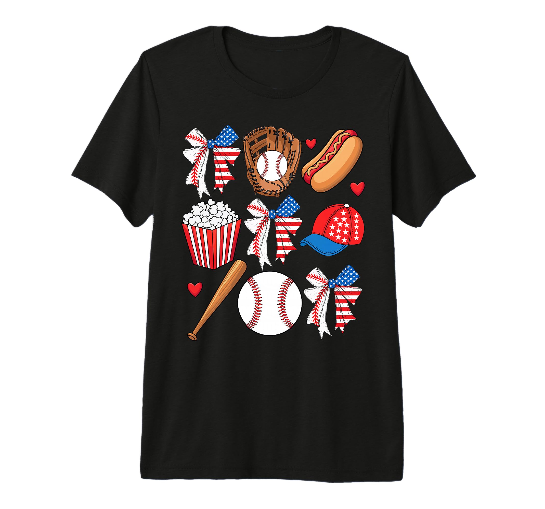 Baseball 4Th July Coquette Bow Baseball T-Shirt - Graphic Print for Adults - T-Shirt, Sweatshirt, Hoodie