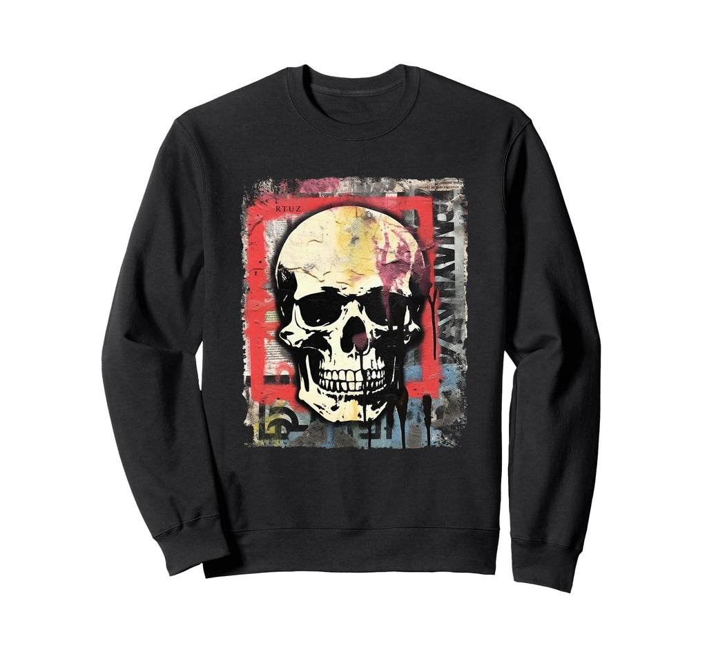 Aesthetic Streetwear Skull Sweatshirt - Custom Art Print Unisex - T-Shirt, Sweatshirt, Hoodie