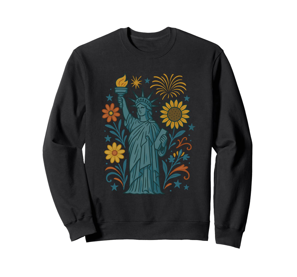 America Patriotic Usa Boho Liberty Sweatshirt - Minimalist Print Men Women - T-Shirt, Sweatshirt, Hoodie