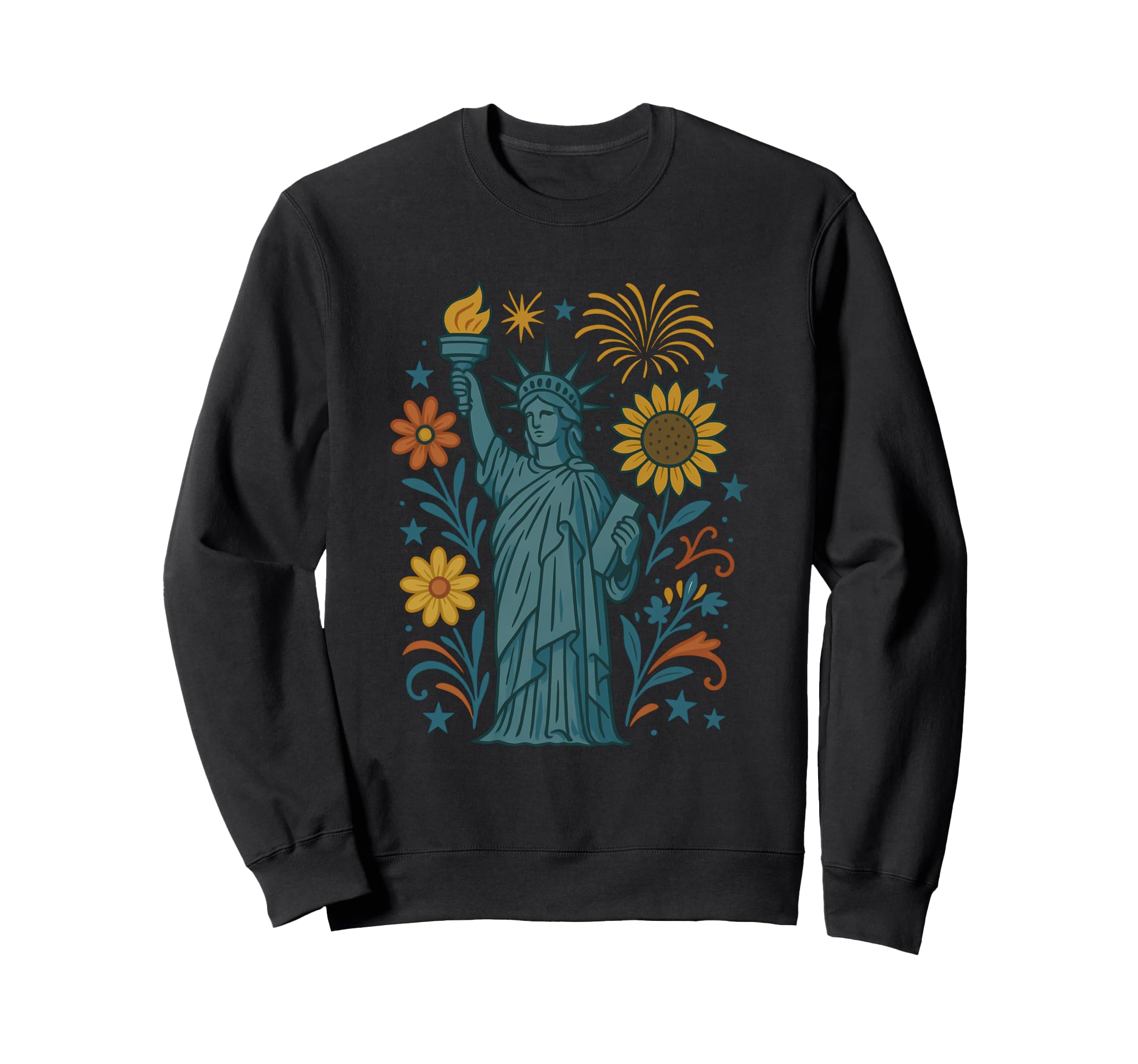 America Patriotic Usa Boho Liberty Sweatshirt - Minimalist Print Men Women - T-Shirt, Sweatshirt, Hoodie