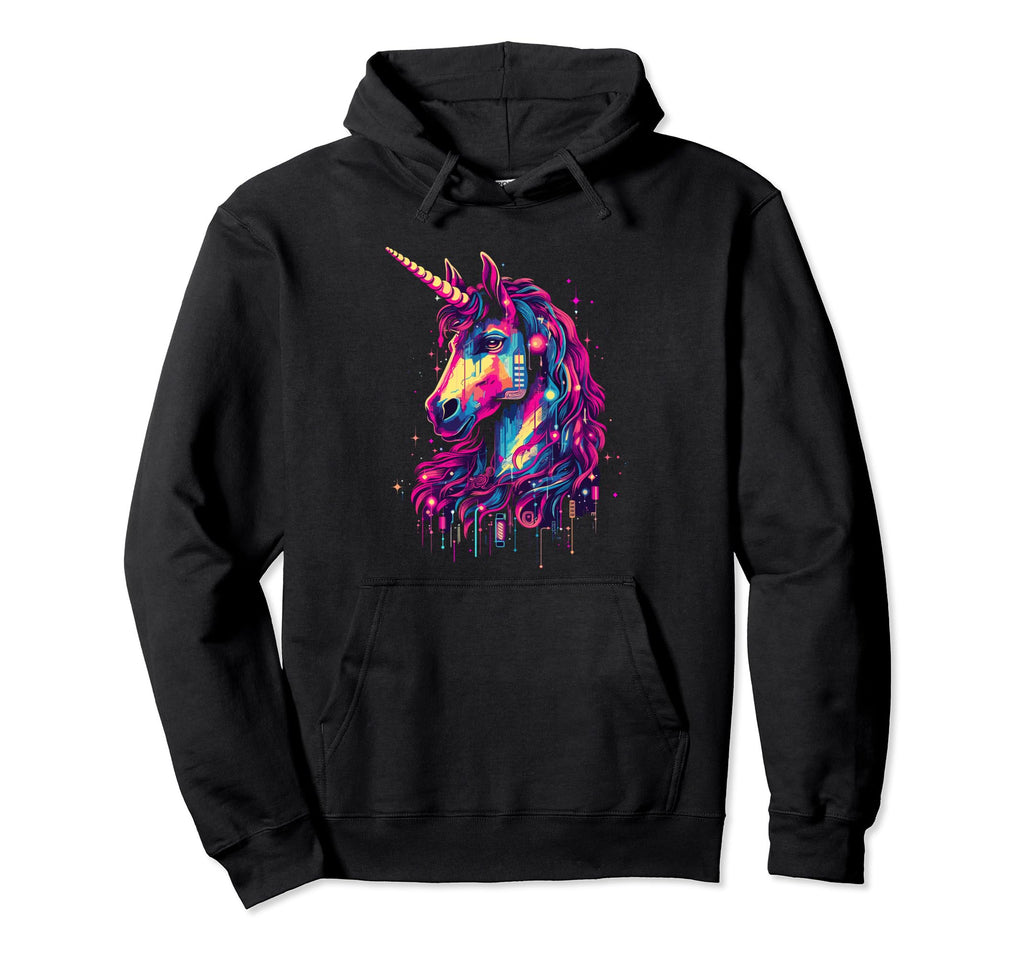 Synthwave Inspired 80S Vaporwave Unicorn Hoodie - Novelty Apparel Men Women - T-Shirt, Sweatshirt, Hoodie
