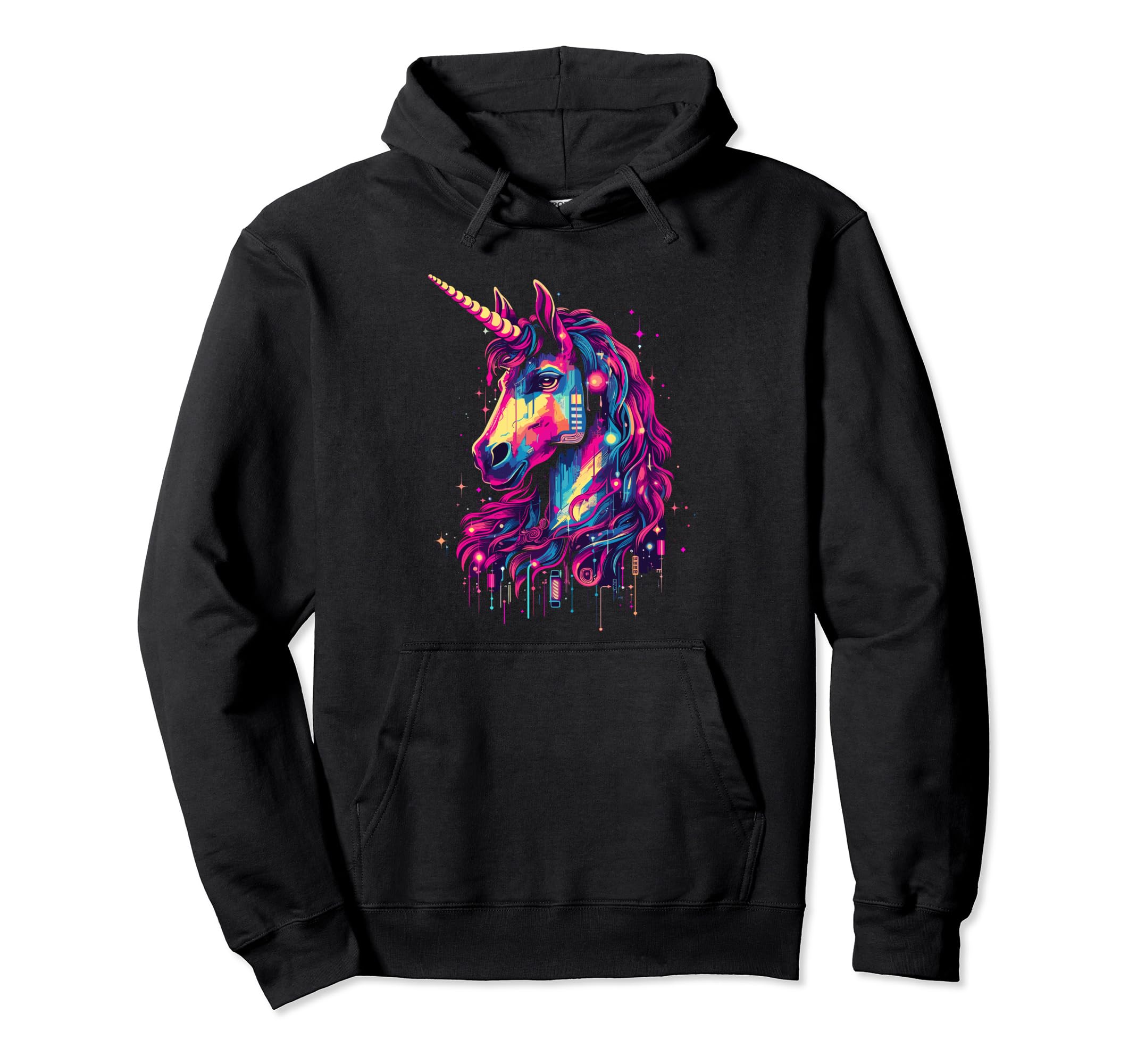 Synthwave Inspired 80S Vaporwave Unicorn Hoodie - Novelty Apparel Men Women - T-Shirt, Sweatshirt, Hoodie