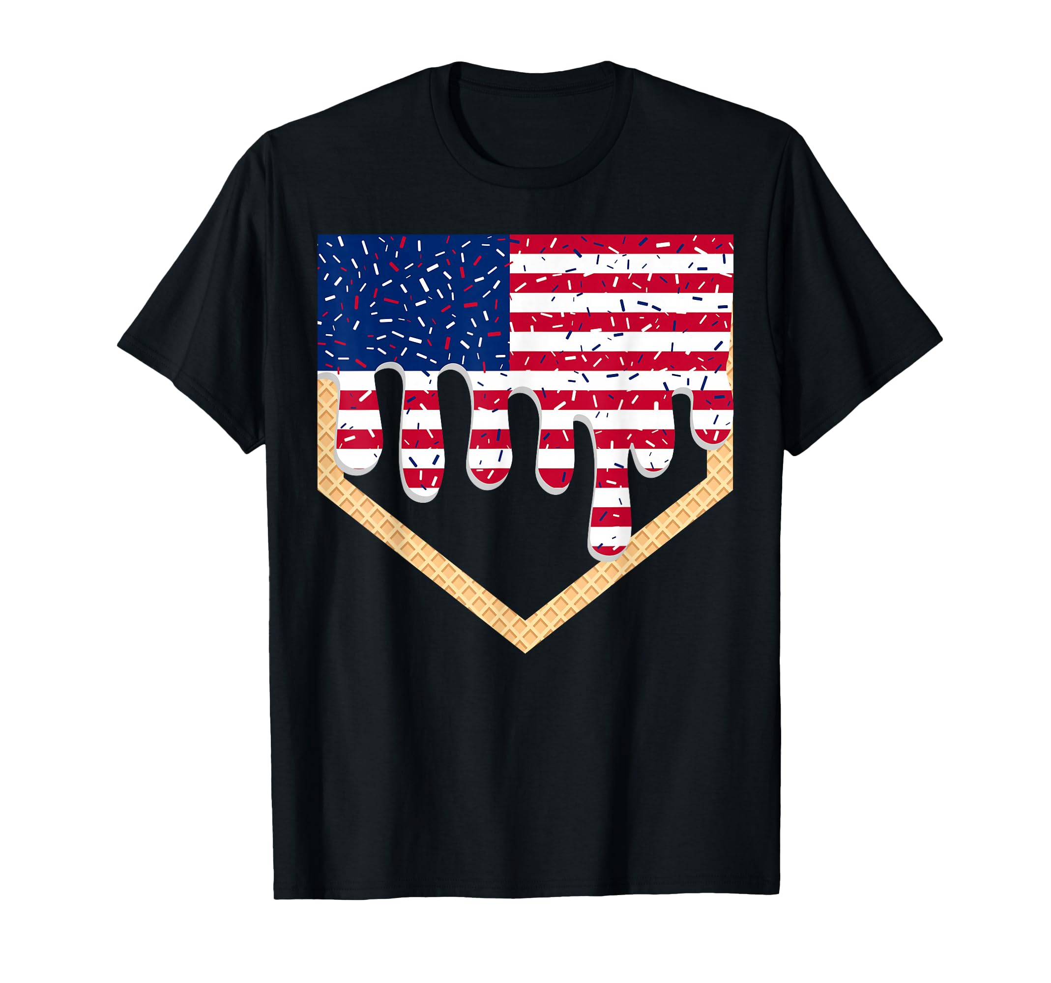 Baseball Ice Cream Drip 4Th July Red Blue T-Shirt - Unique Graphic Unisex - T-Shirt, Sweatshirt, Hoodie