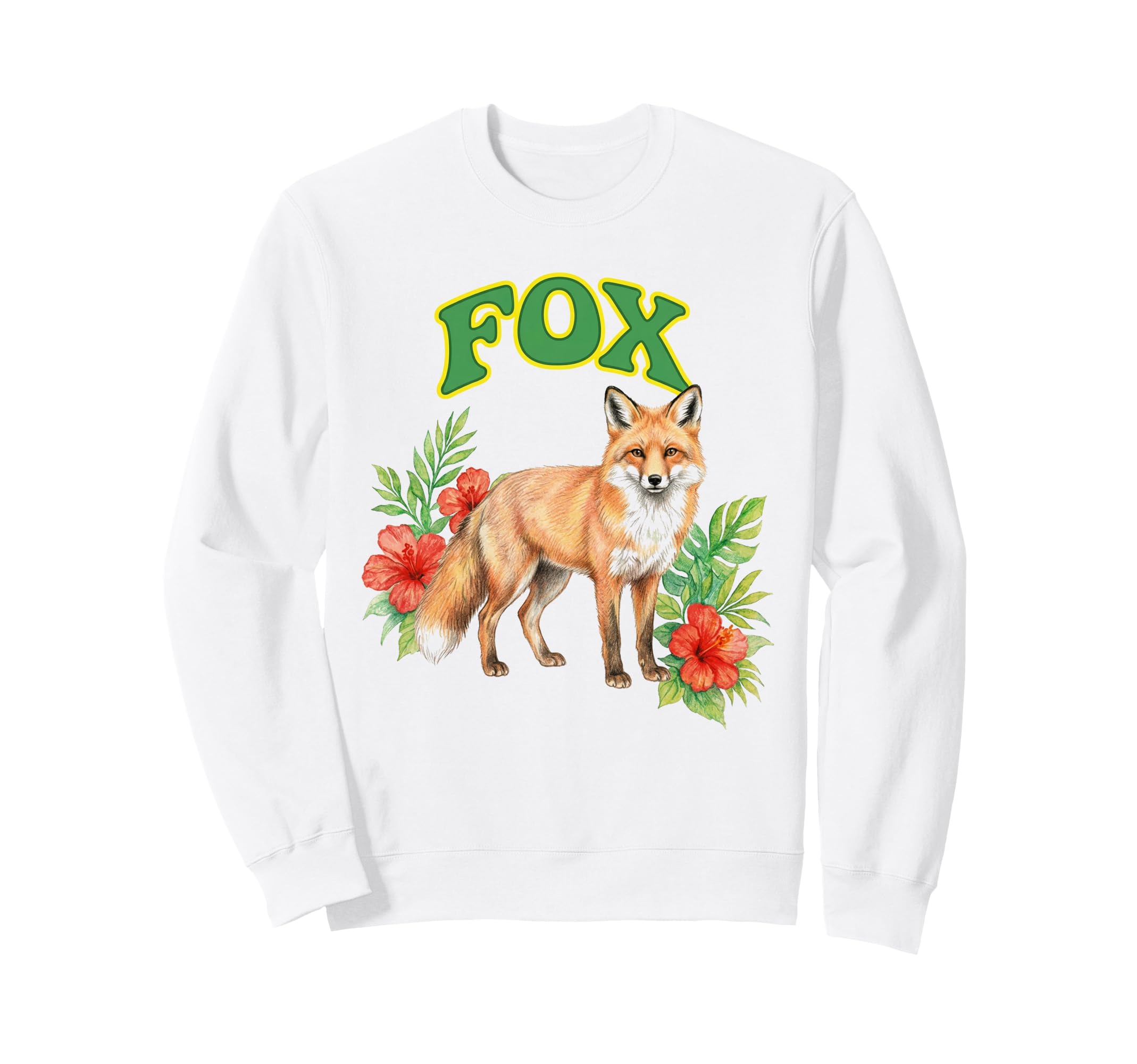Fox Groovy Floral Fox Watercolor Boho Sweatshirt - Custom Art Print Unisex - T-Shirt, Sweatshirt, Hoodie