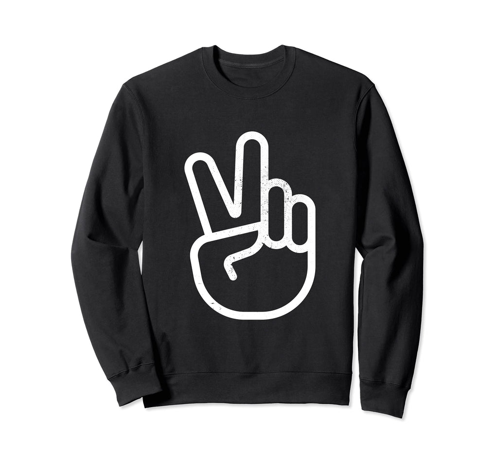Hand Peace Sign Distressed Sweatshirt - Casual Everyday Wear Men Women - T-Shirt, Sweatshirt, Hoodie