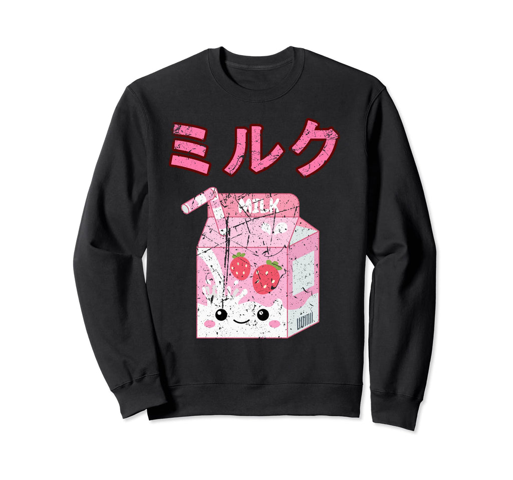 Kawaii Strawberry Milk Japanese Sweatshirt - Unique Graphic for Adults - T-Shirt, Sweatshirt, Hoodie