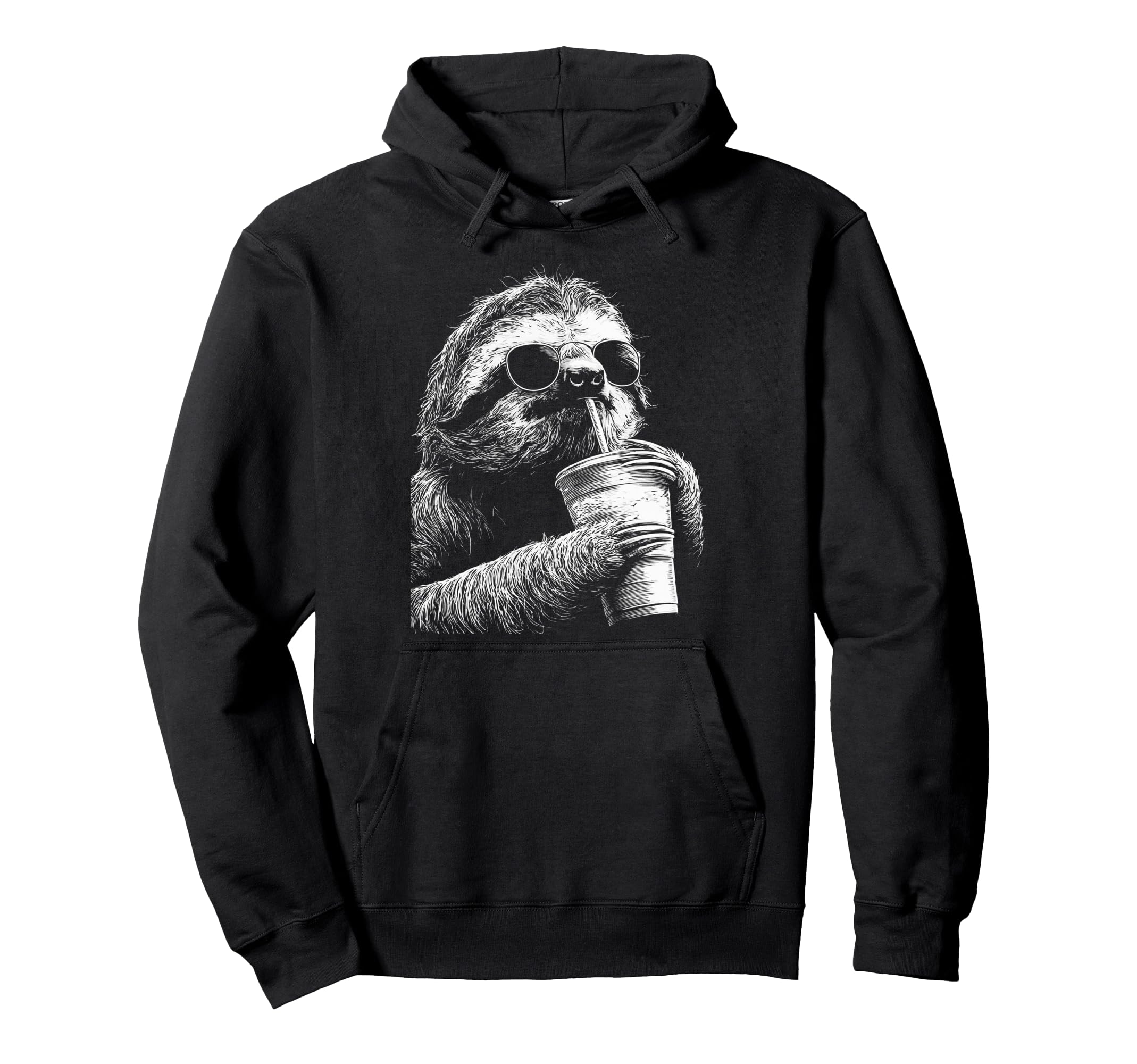 Sloth Drinking Iced Coffee Funny Animal Hoodie - Novelty Apparel Unisex - T-Shirt, Sweatshirt, Hoodie