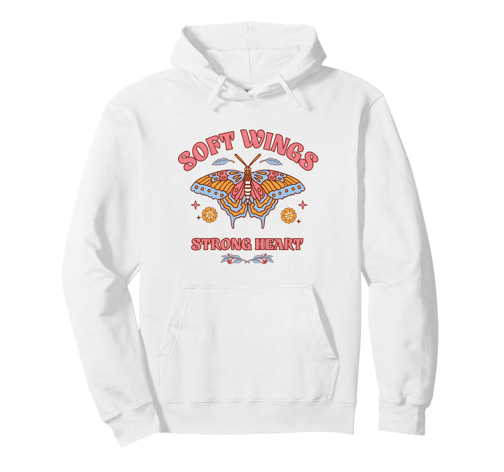 Soft Wings Strong Heart Boho Floral Hoodie - Novelty Apparel Men Women - T-Shirt, Sweatshirt, Hoodie