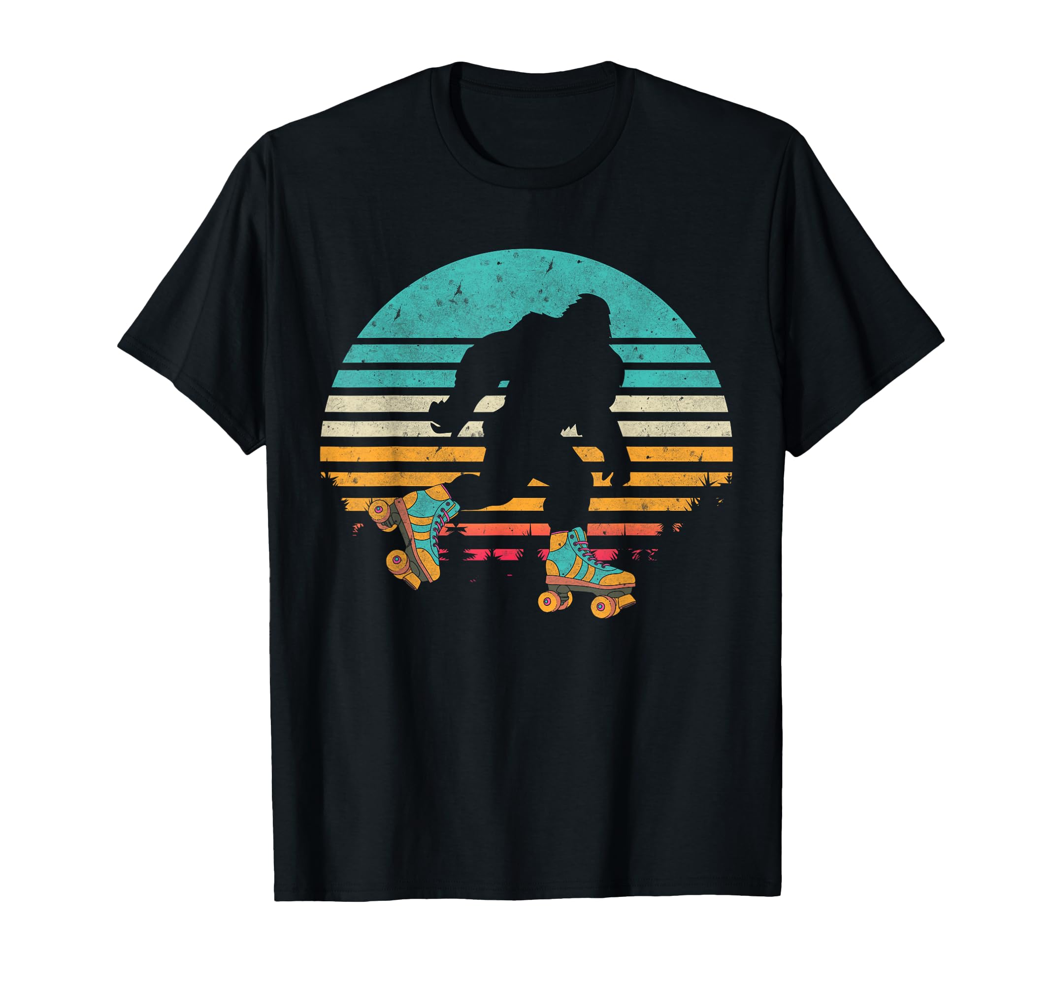 Bigfoot Roller Skating Sunset 80S 90S Skater T-Shirt - Graphic Print Unisex - T-Shirt, Sweatshirt, Hoodie