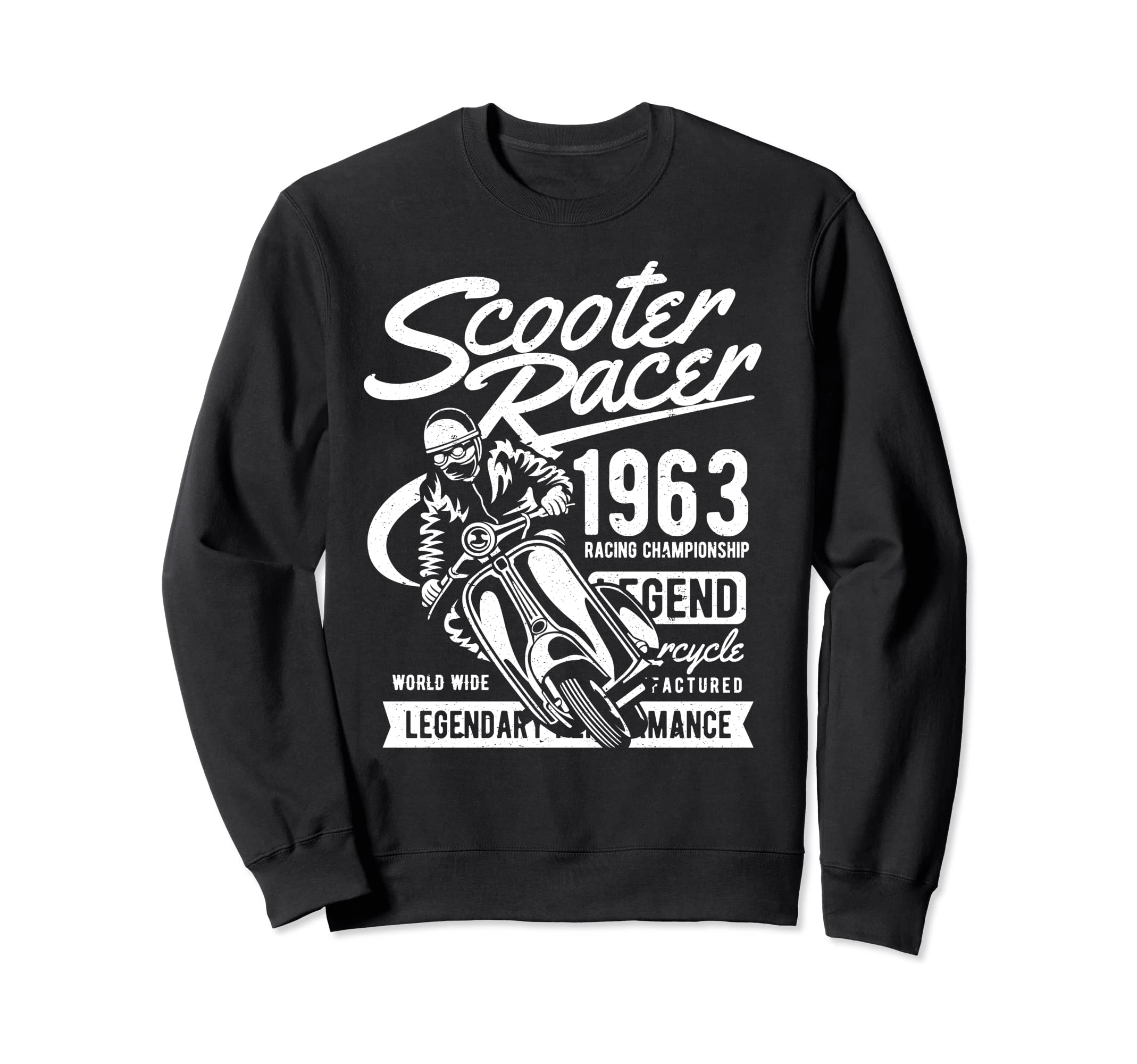 Scooter Racer Distressed Sweatshirt - Unique Graphic for Adults - T-Shirt, Sweatshirt, Hoodie