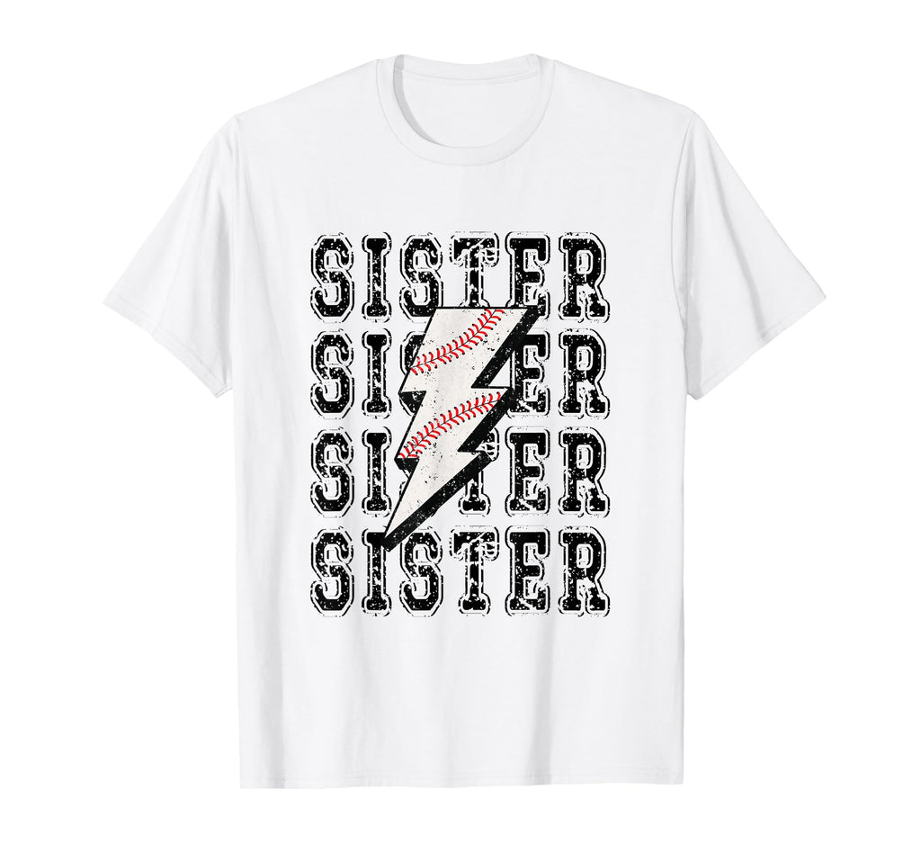 Baseball Sister Lightning Bolt T-Shirt - Graphic Print Men Women - T-Shirt, Sweatshirt, Hoodie