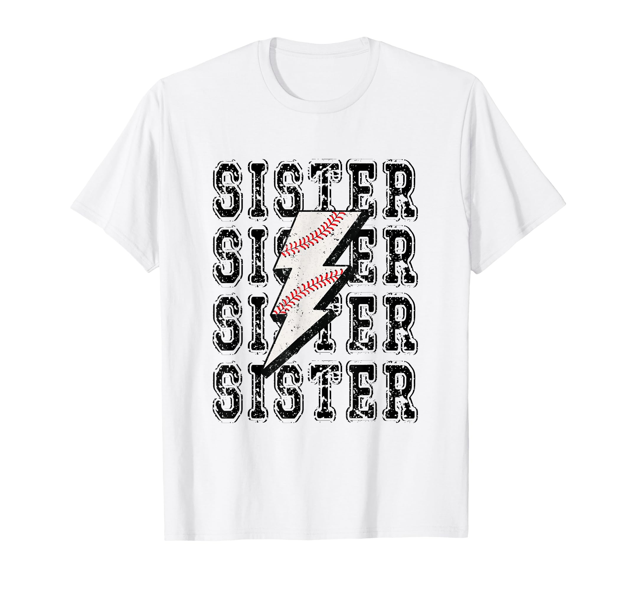 Baseball Sister Lightning Bolt T-Shirt - Graphic Print Men Women - T-Shirt, Sweatshirt, Hoodie