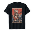 Cat Playing Guitar Distressed Rock T-Shirt - Custom Art Print for Adults - T-Shirt, Sweatshirt, Hoodie
