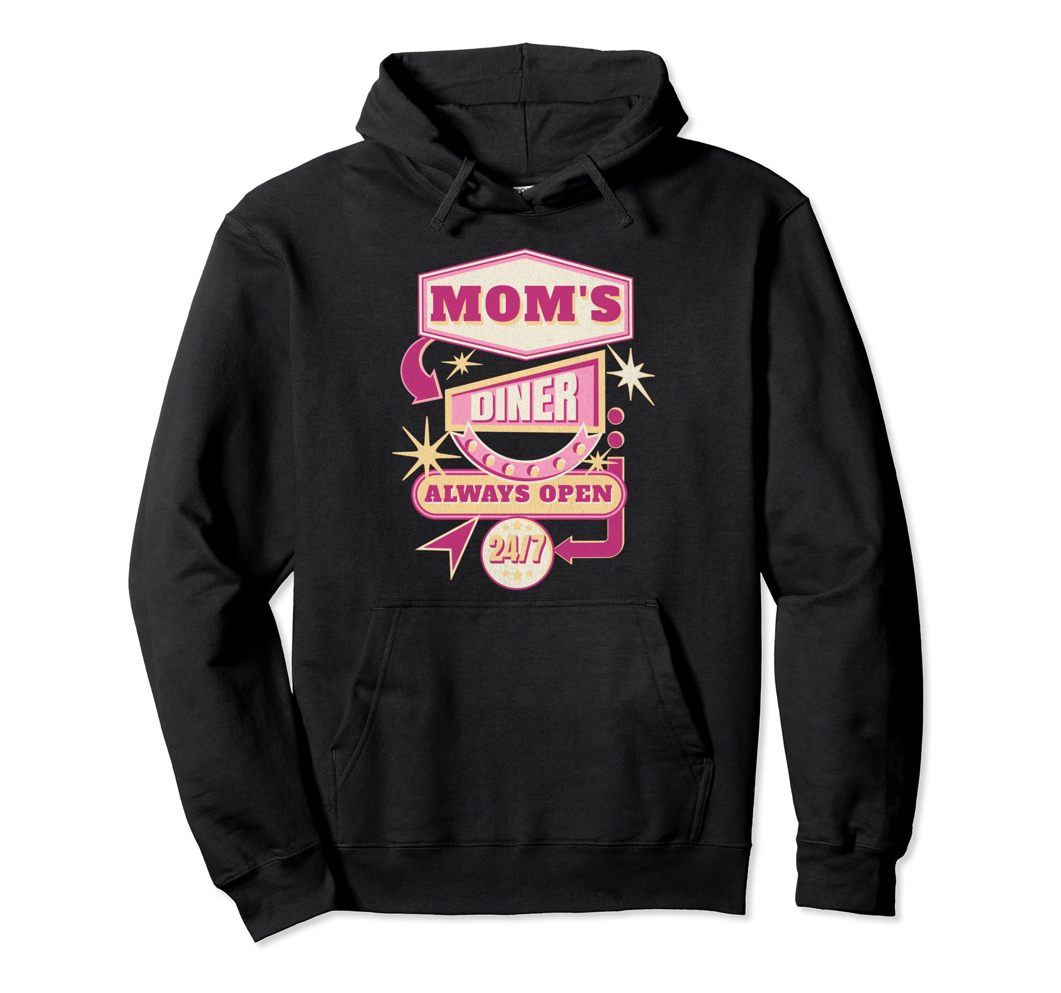 Moms Diner Americana 24 7 Open Hoodie - Casual Everyday Wear for Adults - T-Shirt, Sweatshirt, Hoodie