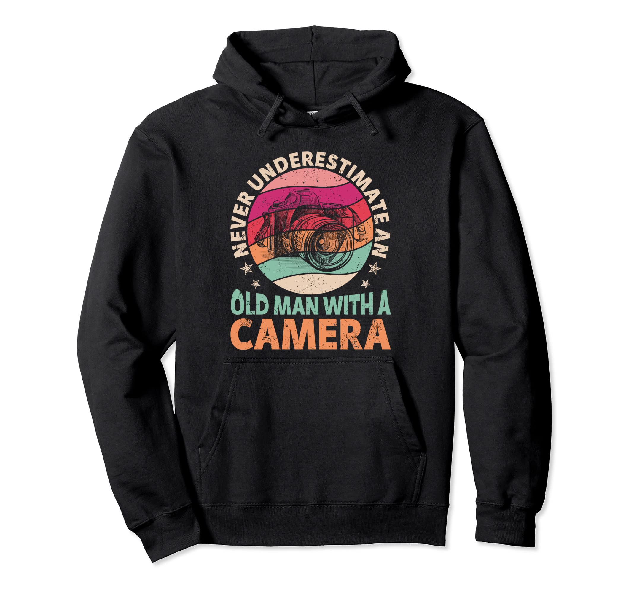 Never Underestimate Old Camera Hoodie - Novelty Apparel Men Women - T-Shirt, Sweatshirt, Hoodie