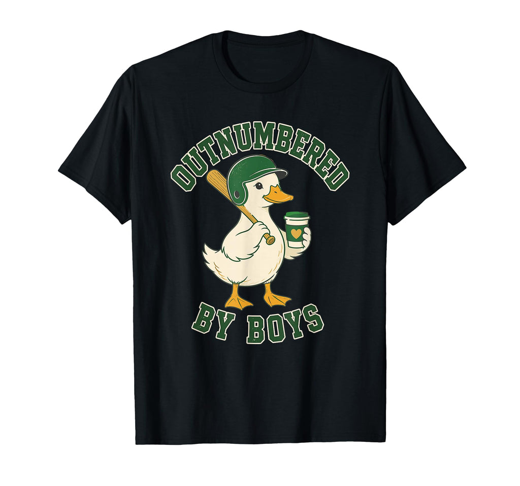 Outnumbered Baseball Duck Coffee Mom T-Shirt - Graphic Print Men Women - T-Shirt, Sweatshirt, Hoodie