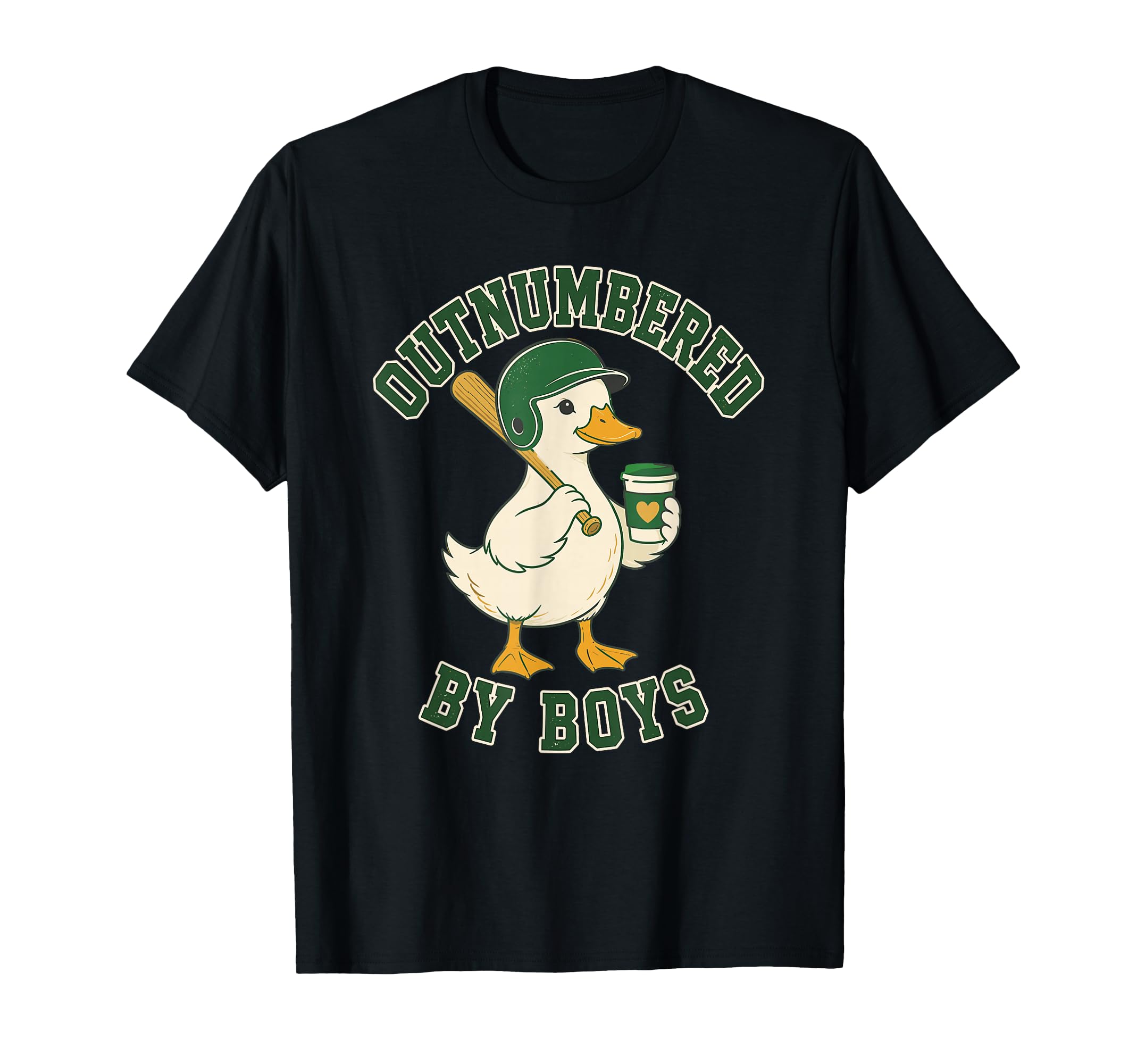 Outnumbered Baseball Duck Coffee Mom T-Shirt - Graphic Print Men Women - T-Shirt, Sweatshirt, Hoodie
