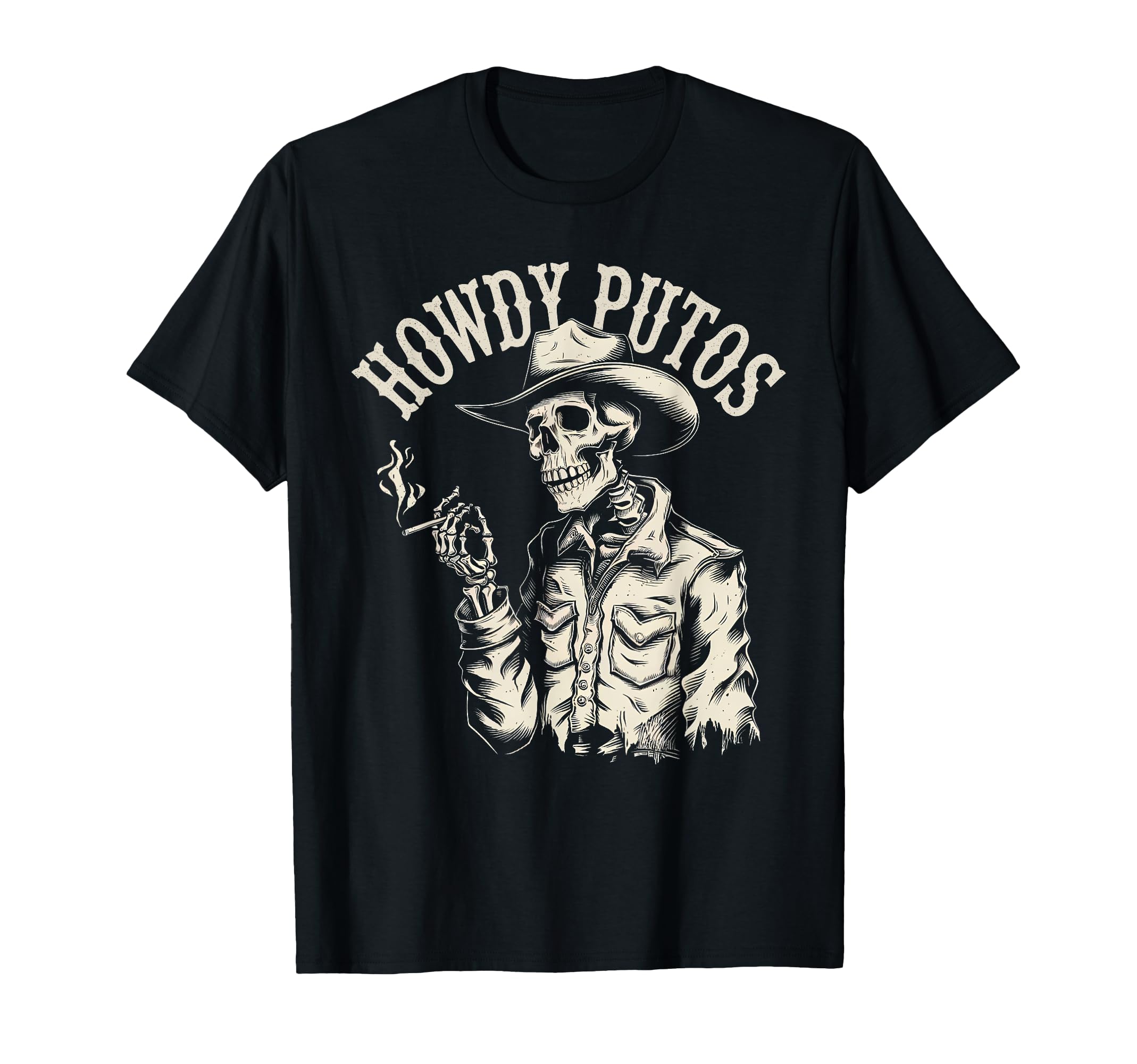 Howdy Putos Cowboy Skeleton T-Shirt - Aesthetic Graphic Men Women - T-Shirt, Sweatshirt, Hoodie