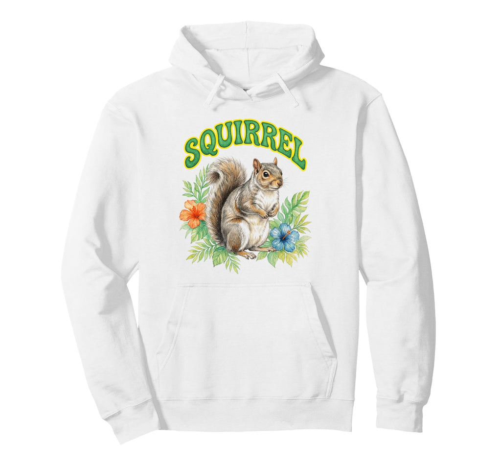Squirrel Groovy Floral Squirrel Hoodie - Streetwear Style for Adults - T-Shirt, Sweatshirt, Hoodie
