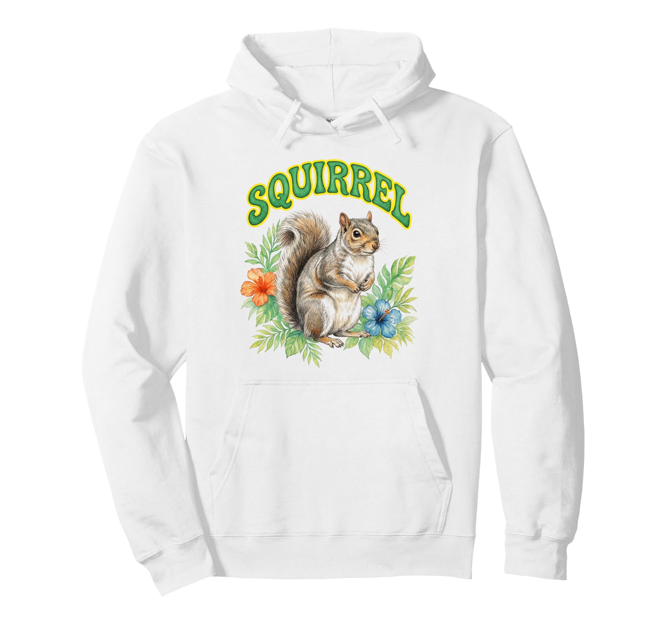 Squirrel Groovy Floral Squirrel Hoodie - Streetwear Style for Adults - T-Shirt, Sweatshirt, Hoodie