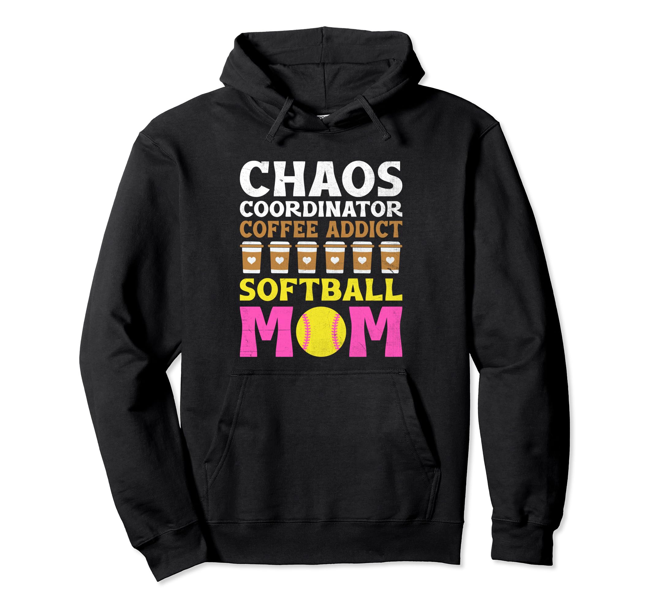 Softball Baseball Mom Player Coffee Hoodie - Graphic Print Men Women - T-Shirt, Sweatshirt, Hoodie