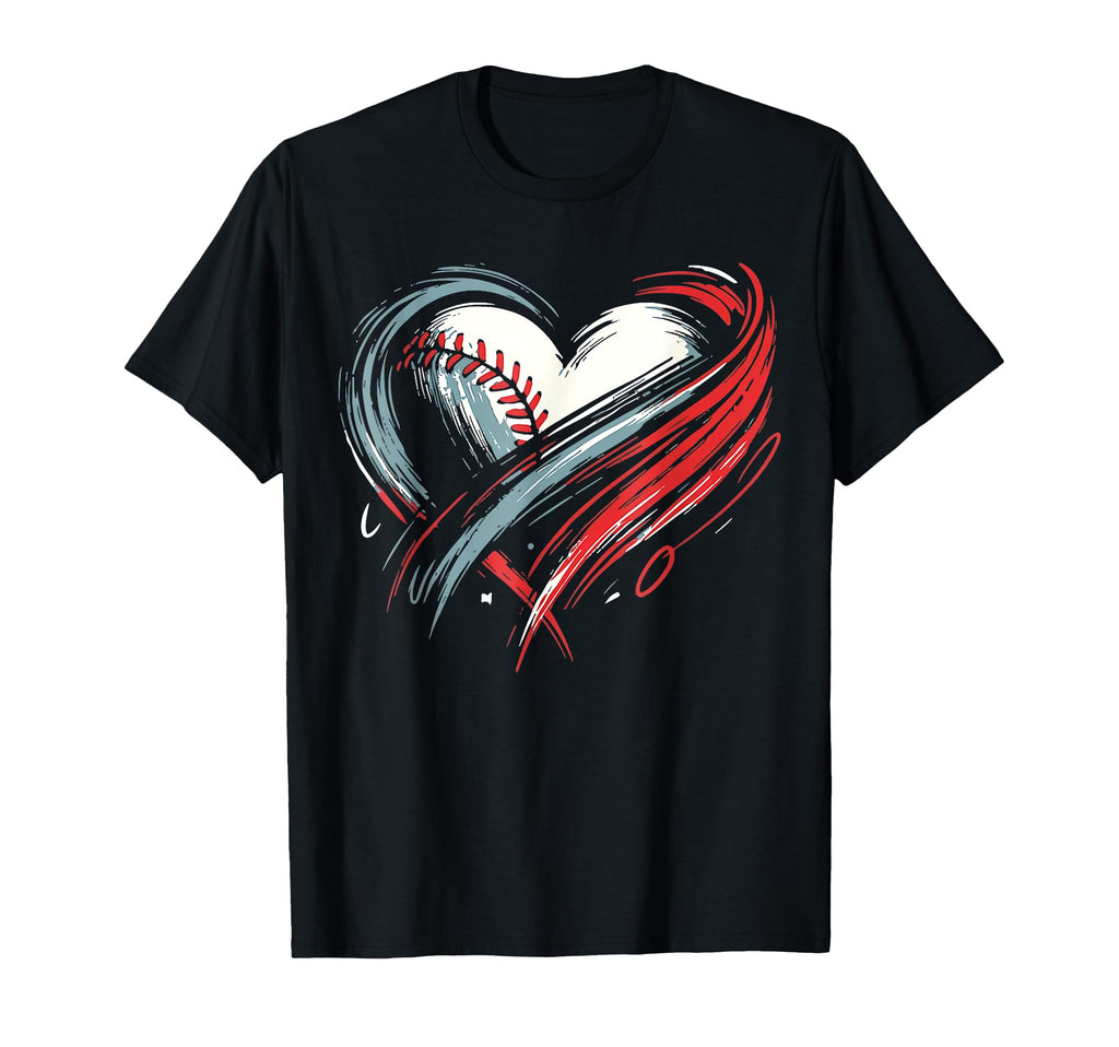 Game Day Baseball Heart Love Mom T-Shirt - Fun Novelty Design for Adults - T-Shirt, Sweatshirt, Hoodie