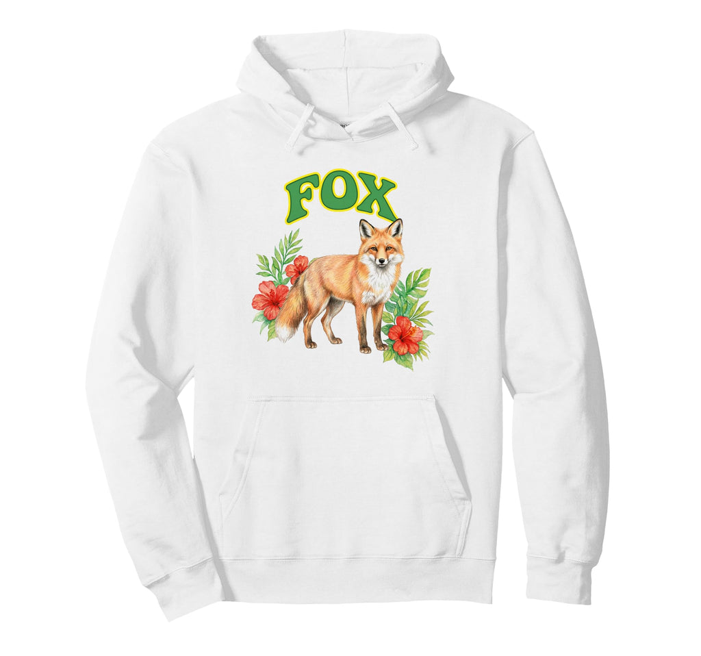 Fox Groovy Floral Fox Watercolor Boho Hoodie - Fun Novelty Design Unisex - T-Shirt, Sweatshirt, Hoodie