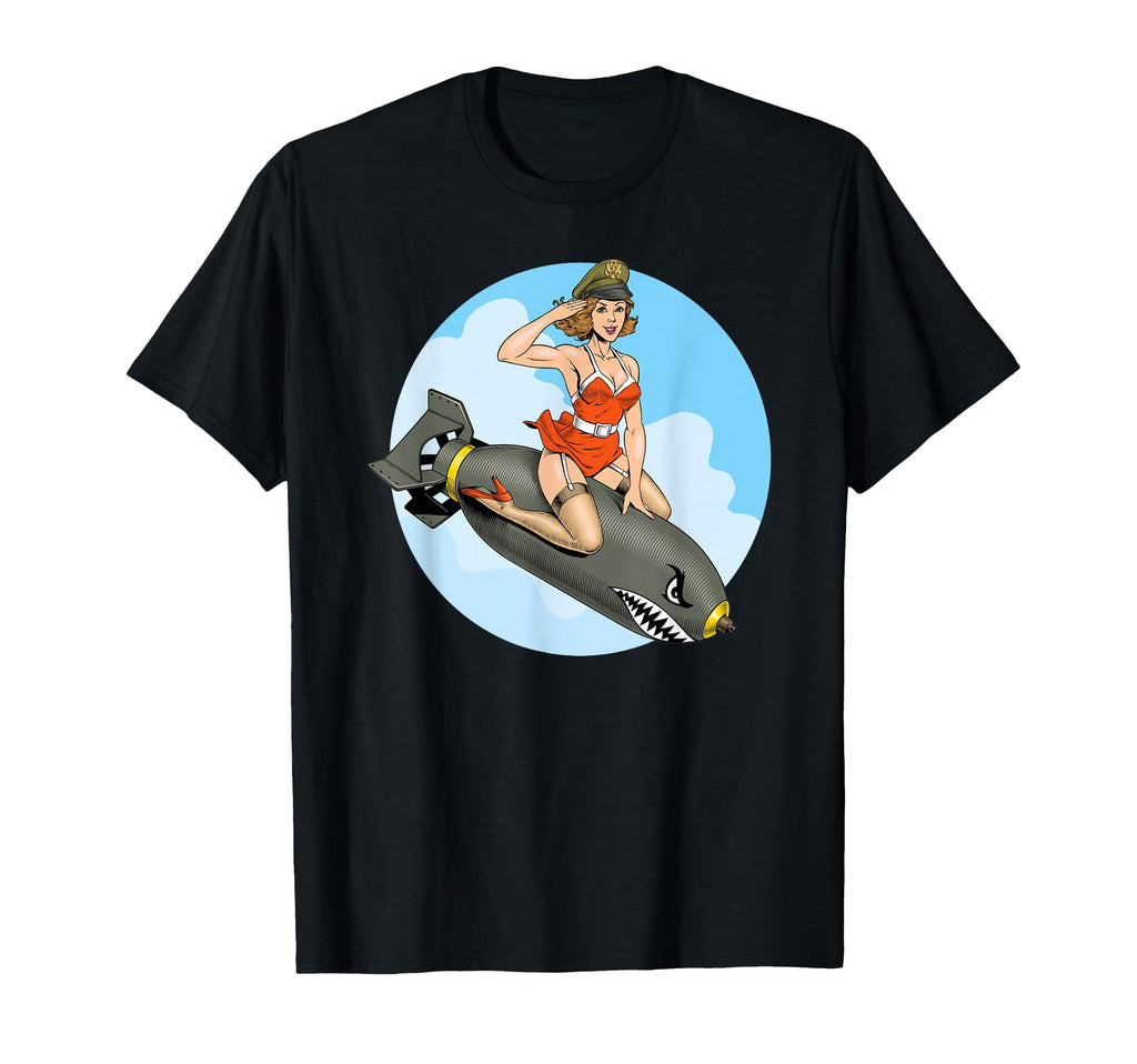 Pin Up Bomber Aviation Bomb Pinup T-Shirt - Custom Art Print for Adults - T-Shirt, Sweatshirt, Hoodie