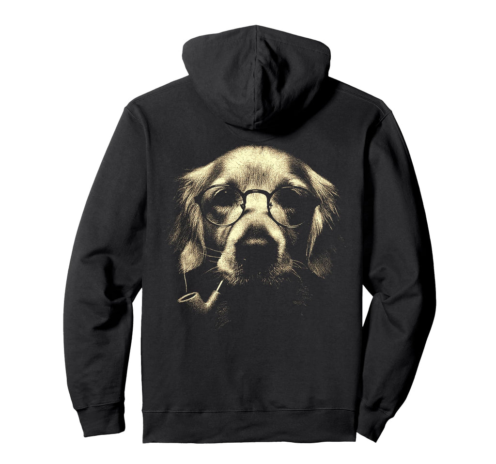 Golden Retriever Glasses Smoking Pipe Hoodie - Custom Art Print Unisex - T-Shirt, Sweatshirt, Hoodie