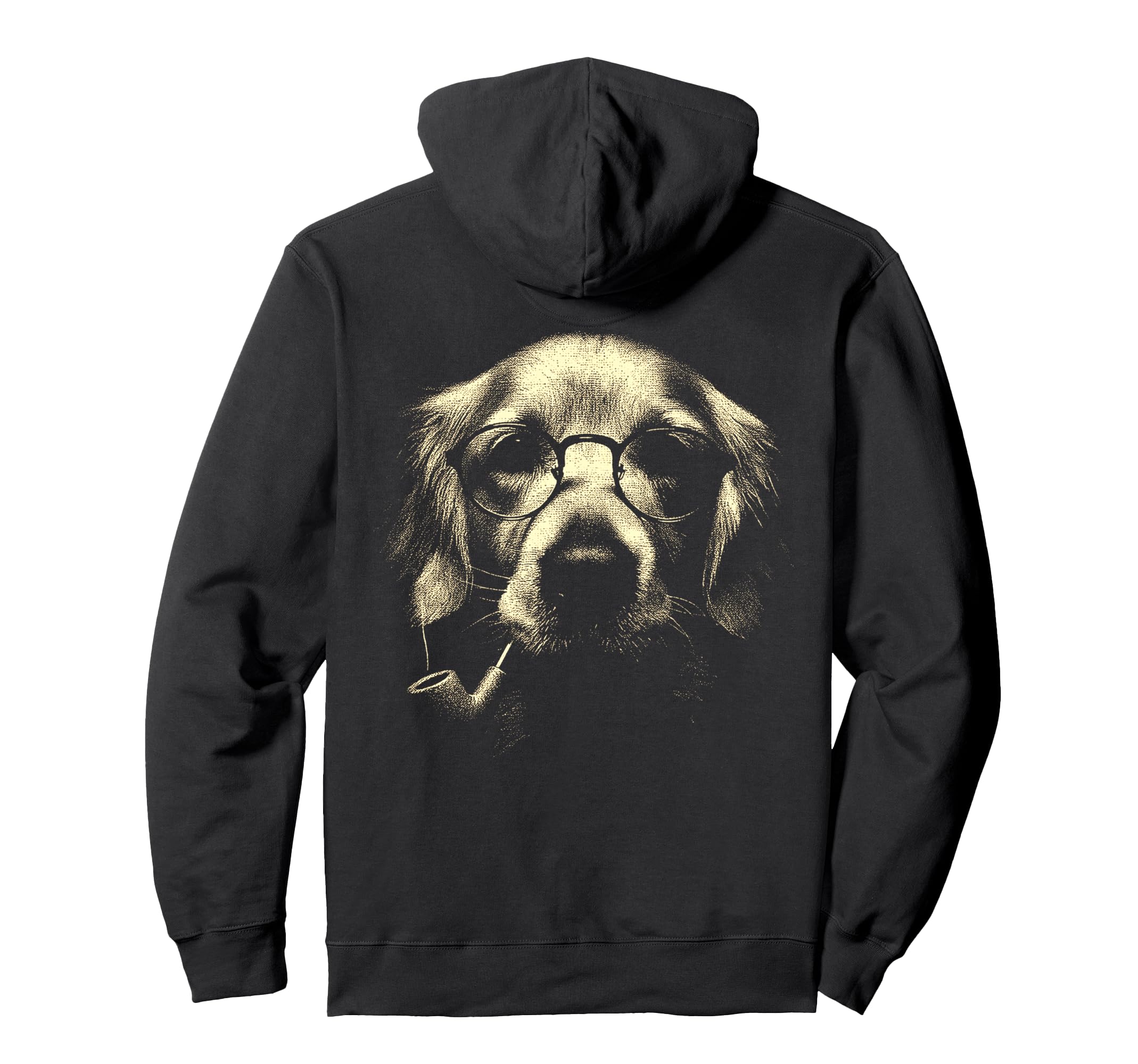 Golden Retriever Glasses Smoking Pipe Hoodie - Custom Art Print Unisex - T-Shirt, Sweatshirt, Hoodie