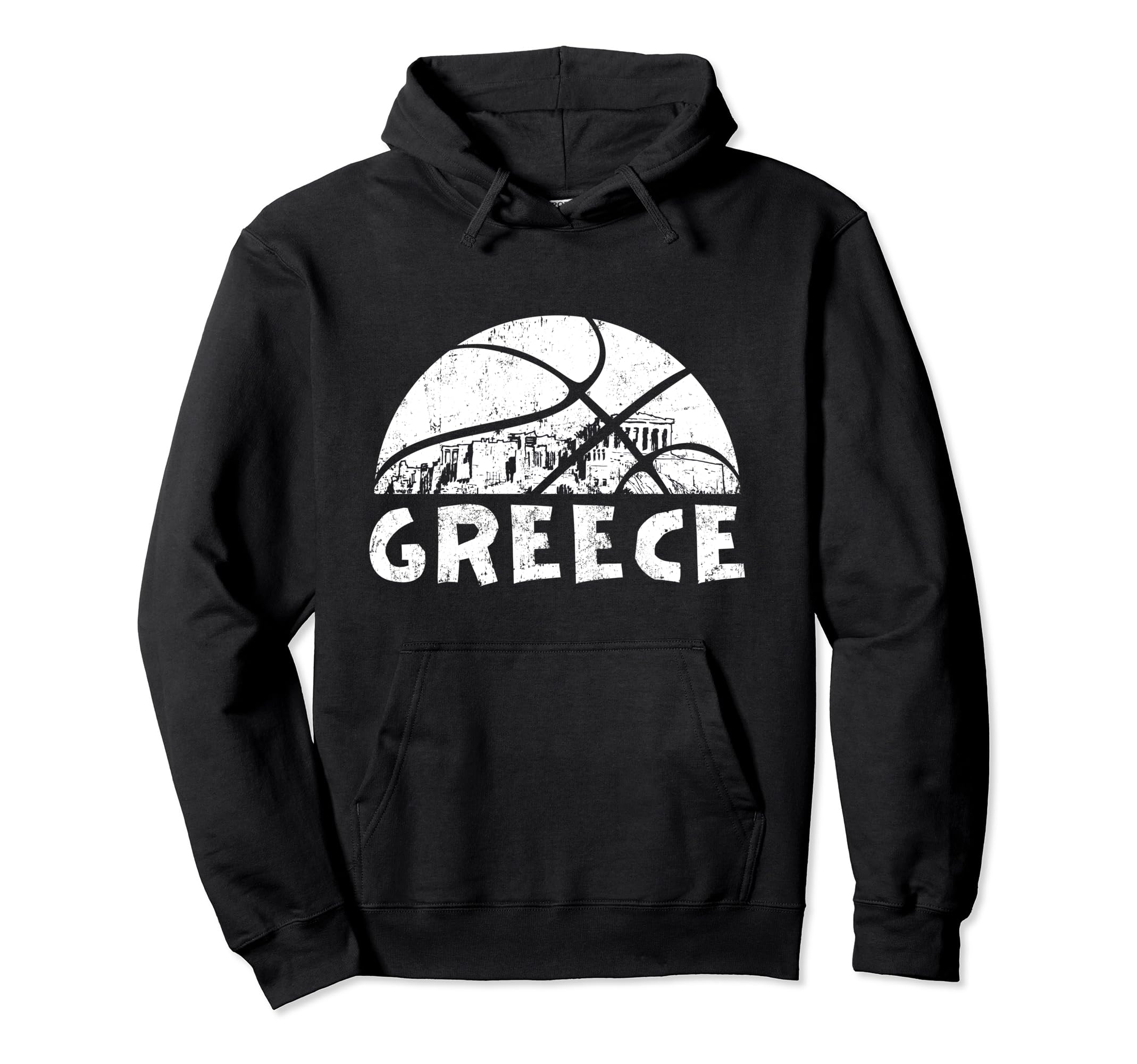 Greece Basketball Distressed Hoodie - Streetwear Style for Adults - T-Shirt, Sweatshirt, Hoodie