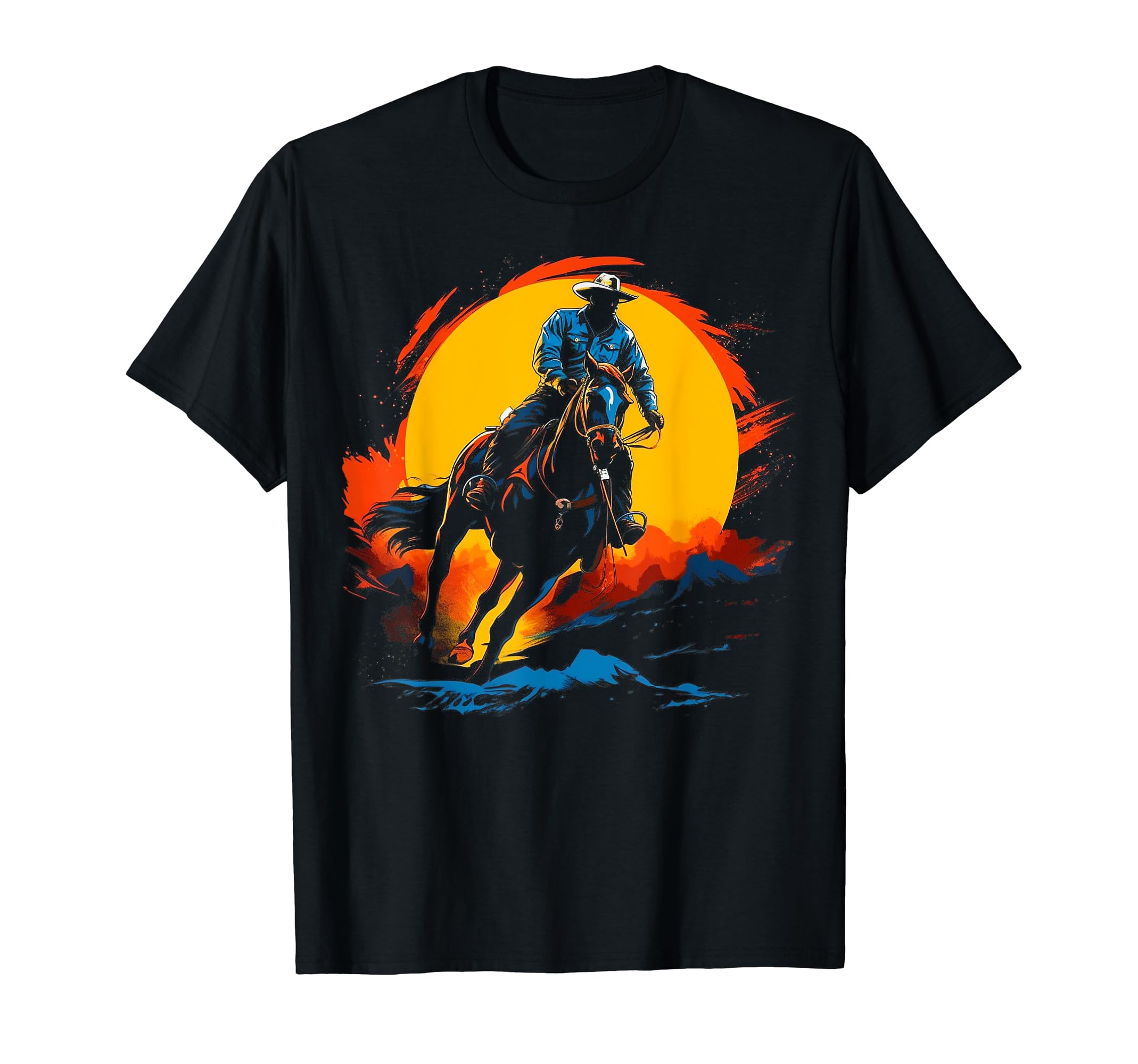 Cowboy Rodeo Horse Riding Usa Cowboy T-Shirt - Aesthetic Graphic Unisex - T-Shirt, Sweatshirt, Hoodie