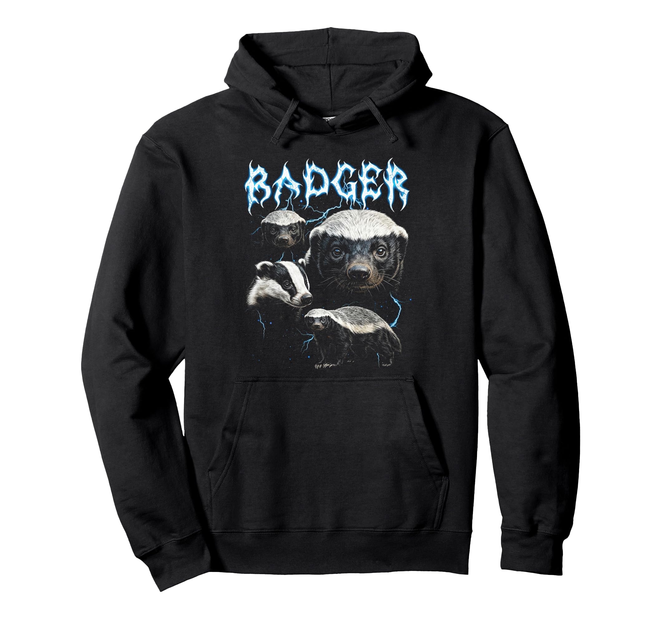 Badger 90S Heavy Metal Badger Animal Hoodie - Trendy Graphic Men Women - T-Shirt, Sweatshirt, Hoodie