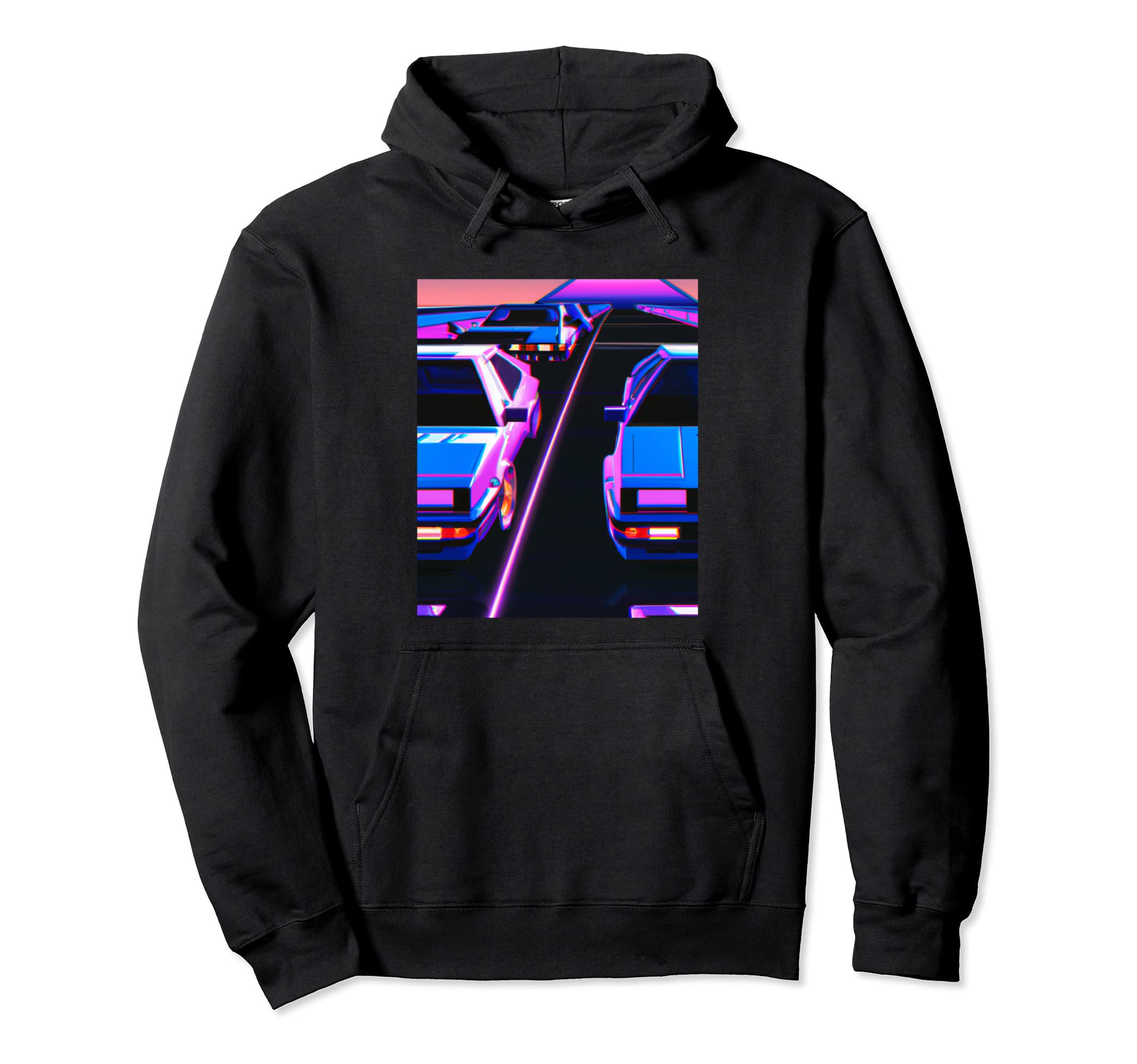 Vaporwave Car Synthwave City Hoodie - Aesthetic Graphic for Adults - T-Shirt, Sweatshirt, Hoodie