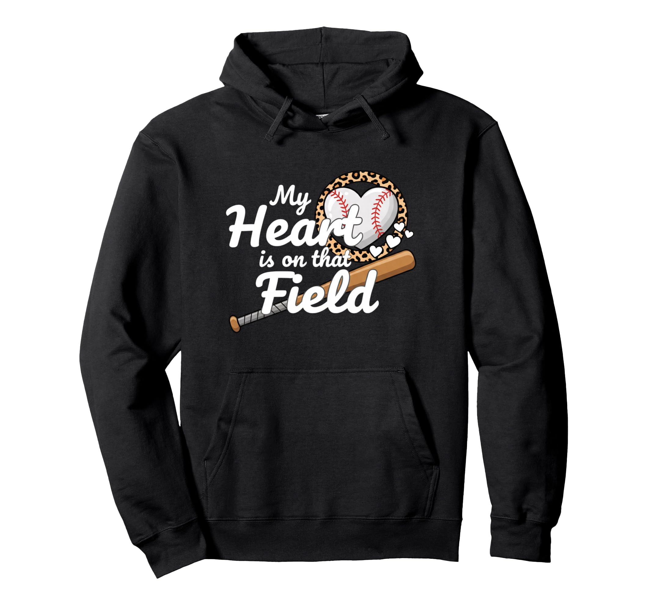 My Heart Is That Baseball Mom Hoodie - Casual Everyday Wear for Adults - T-Shirt, Sweatshirt, Hoodie