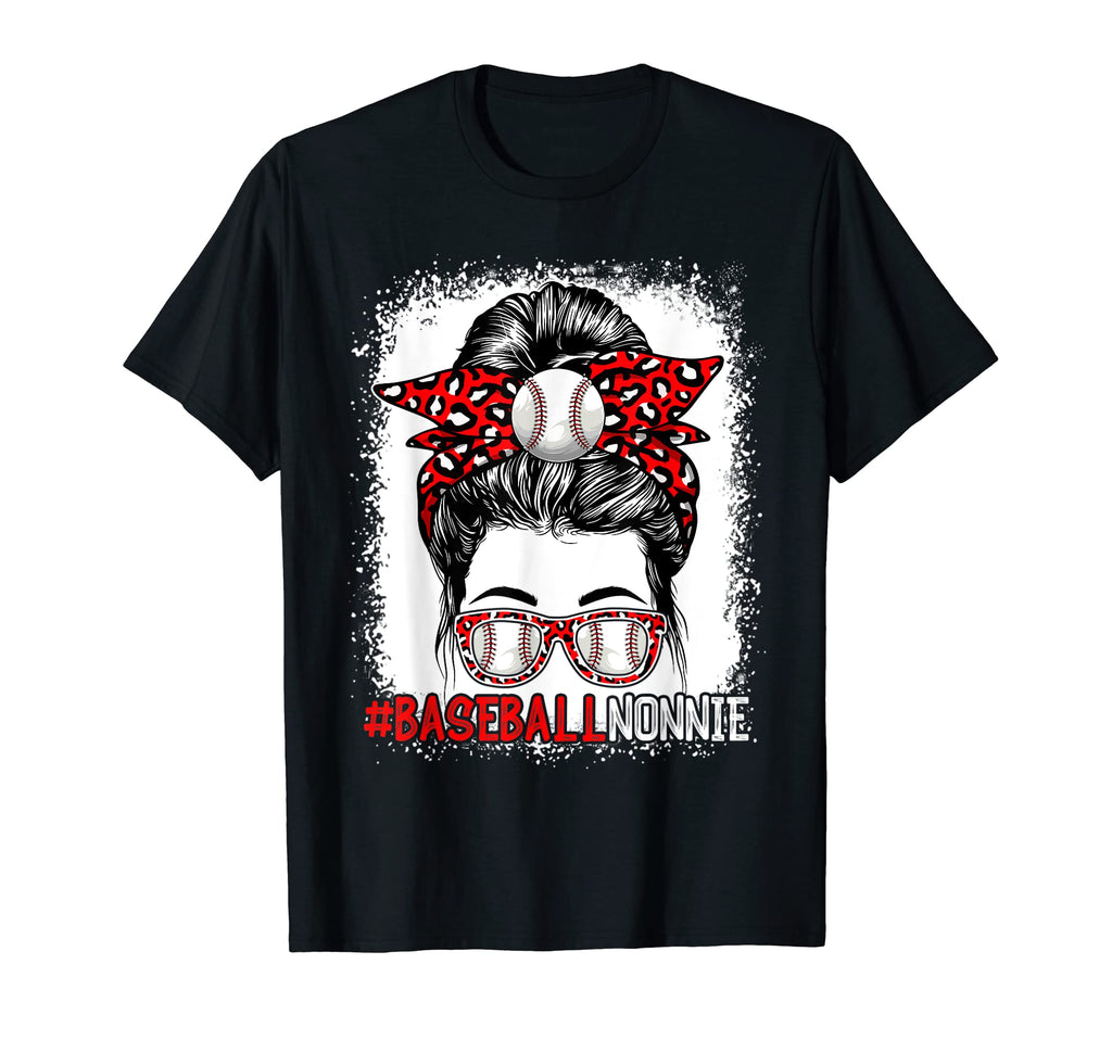 Funny Baseball Nonnie Messy Bun Mothers T-Shirt - Graphic Print Men Women - T-Shirt, Sweatshirt, Hoodie