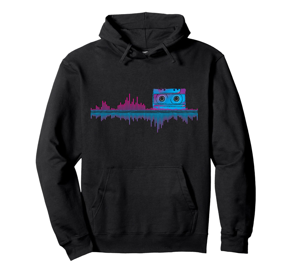 Sound Wave Cassette Vaporwave Outrun Hoodie - Custom Art Print Men Women - T-Shirt, Sweatshirt, Hoodie