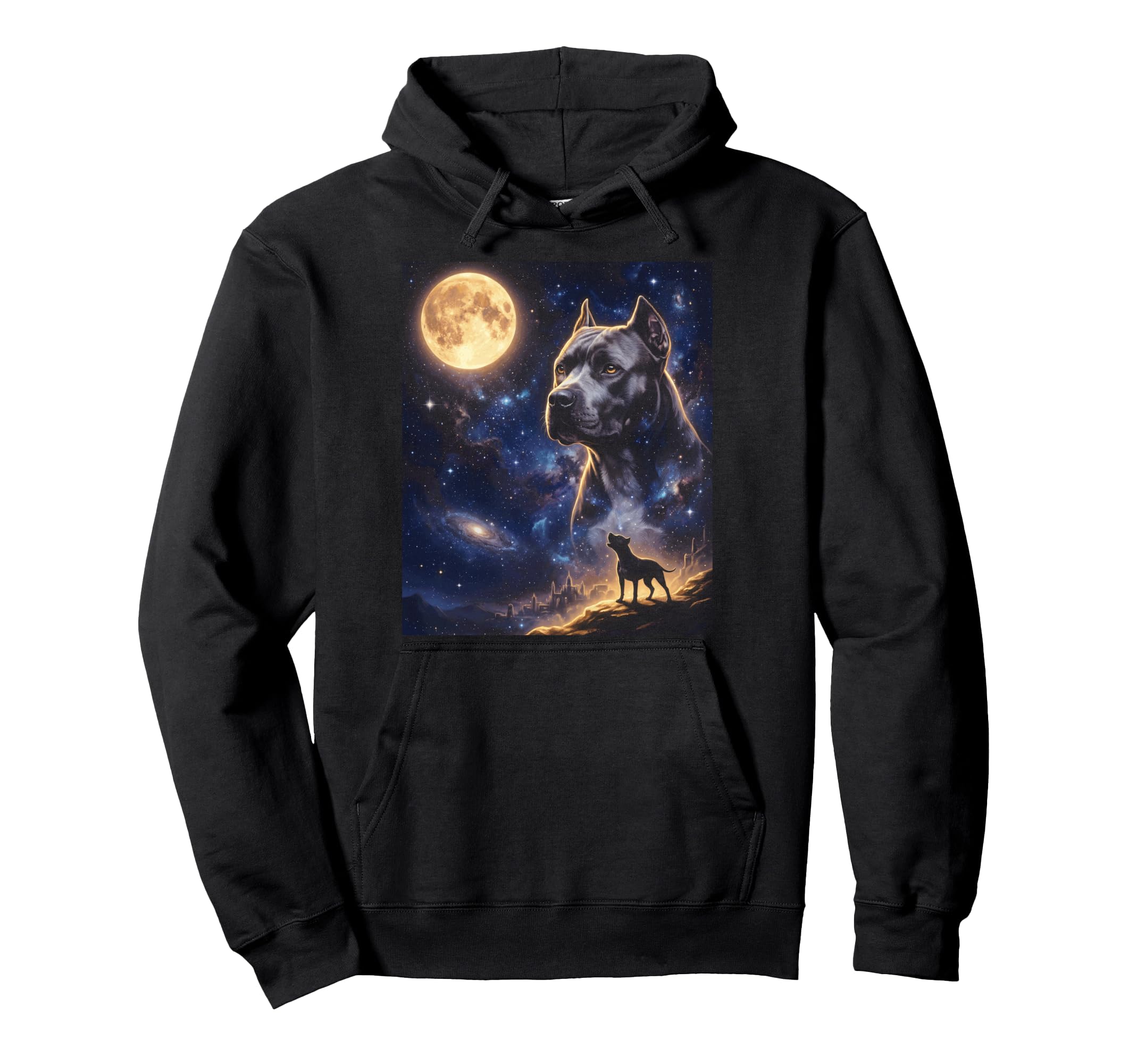 90S Pitbull Howling Moon Y2K Aesthetic Hoodie - Unique Graphic Men Women - T-Shirt, Sweatshirt, Hoodie