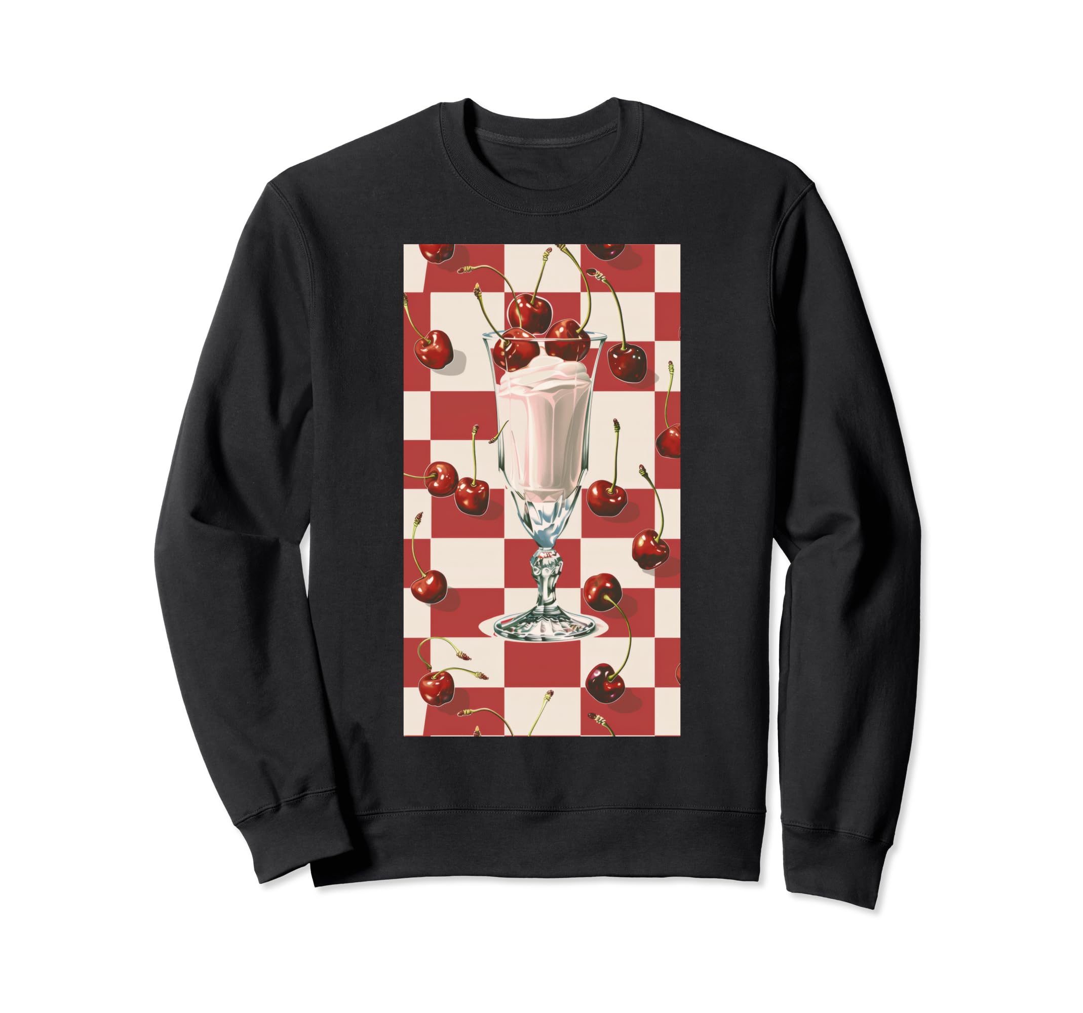 50S Diner Inspired Cherry Pattern Sweatshirt - Minimalist Print Unisex - T-Shirt, Sweatshirt, Hoodie