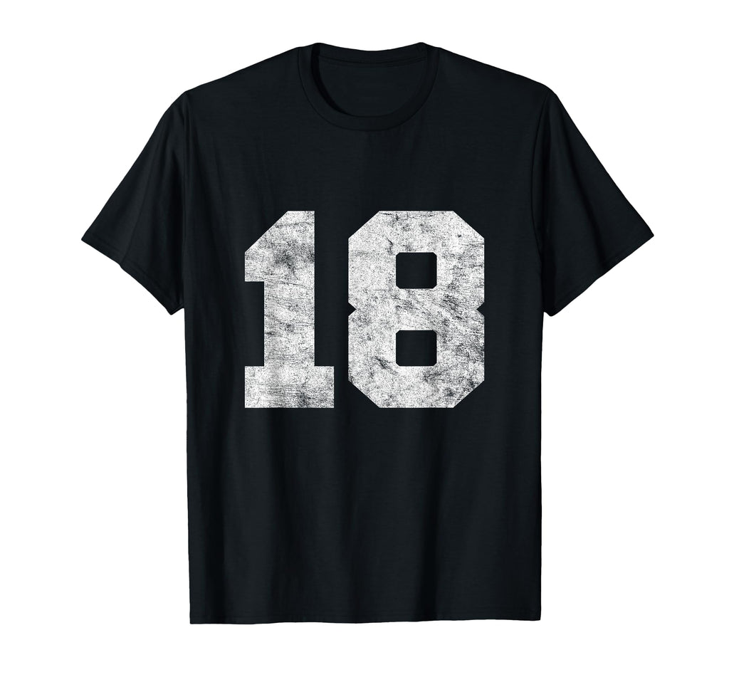Lucky Number 18 Birthday Sports T-Shirt - Casual Everyday Wear Men Women - T-Shirt, Sweatshirt, Hoodie