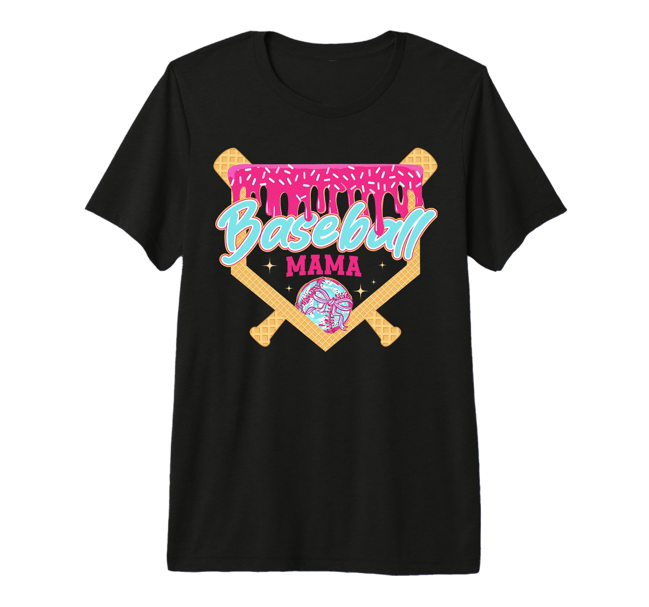 Baseball Mom Drip Ice Cream Baseball T-Shirt - Graphic Print Men Women - T-Shirt, Sweatshirt, Hoodie