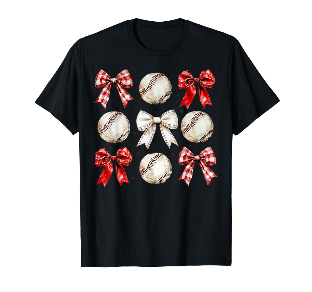 Baseball Bow Mama Game Day Mothers Day T-Shirt - Novelty Apparel for Adults - T-Shirt, Sweatshirt, Hoodie