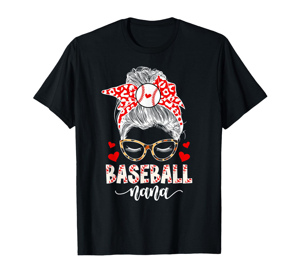 Baseball Nana Messy Bun Nana Baseball T-Shirt - Unique Graphic Unisex - T-Shirt, Sweatshirt, Hoodie