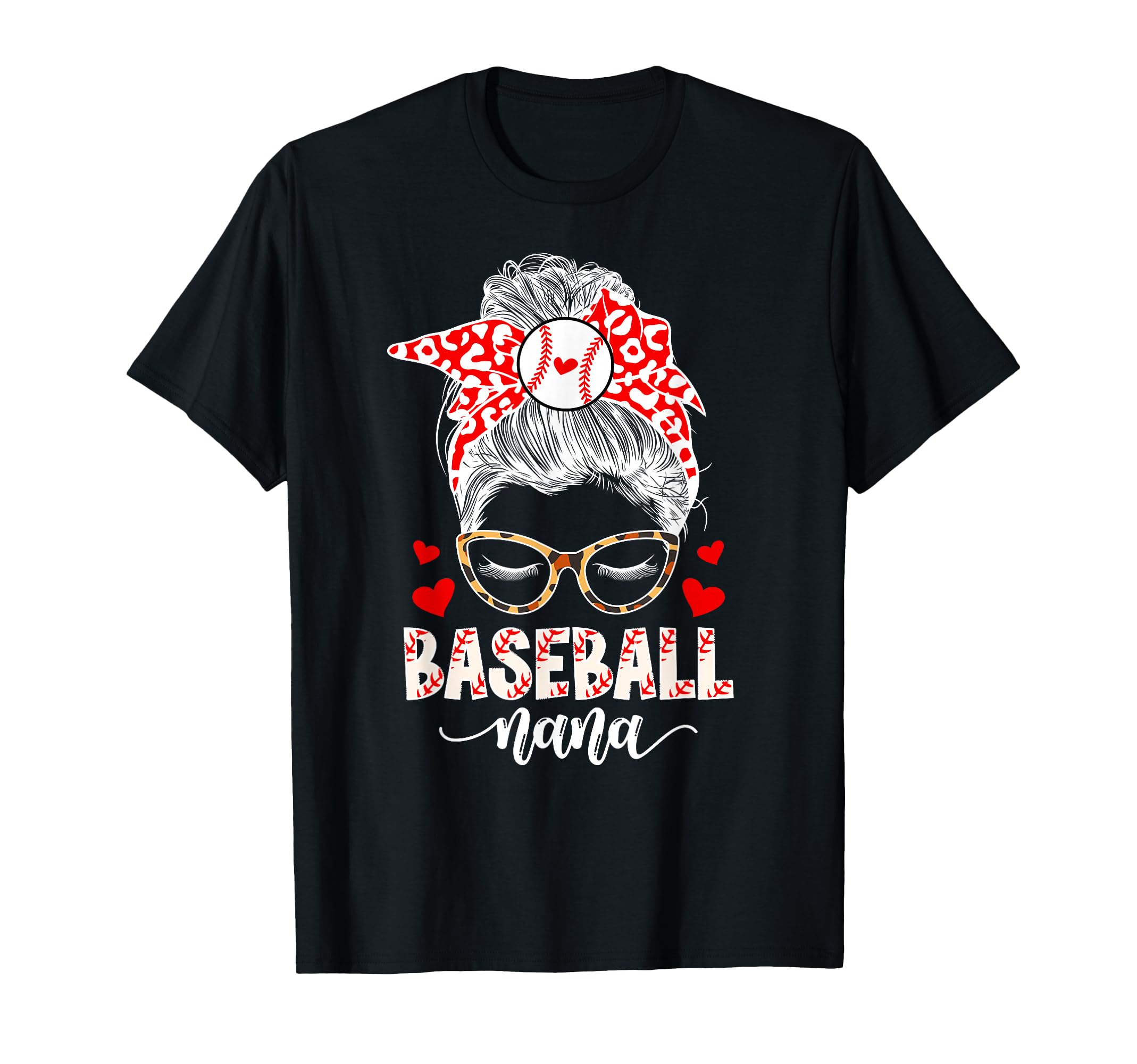 Baseball Nana Messy Bun Nana Baseball T-Shirt - Unique Graphic Unisex - T-Shirt, Sweatshirt, Hoodie