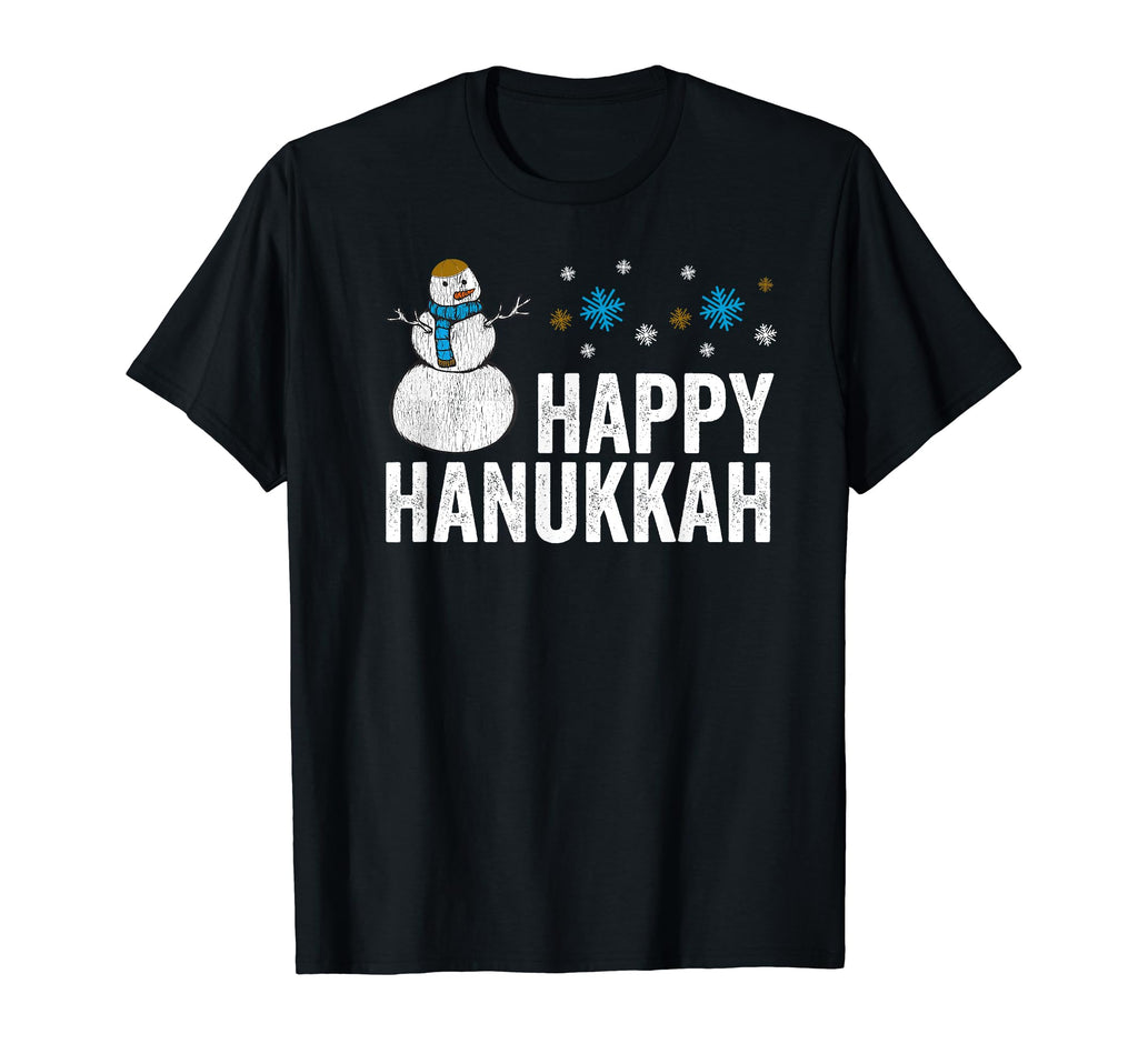 Happy Hanukkah Snowman Distressed T-Shirt - Streetwear Style Men Women - T-Shirt, Sweatshirt, Hoodie