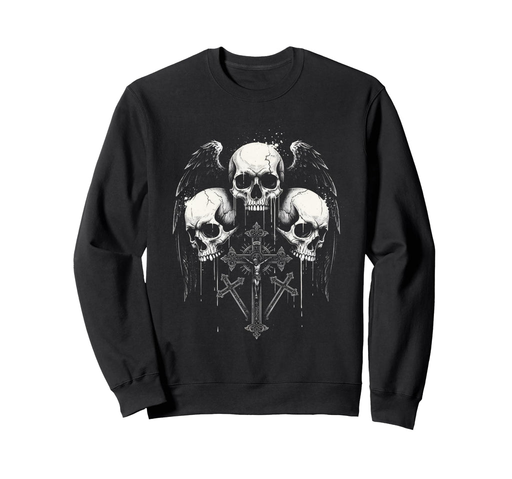 Skull Cross Y2K Grunge Aesthetic Sweatshirt - Fun Novelty Design Unisex - T-Shirt, Sweatshirt, Hoodie