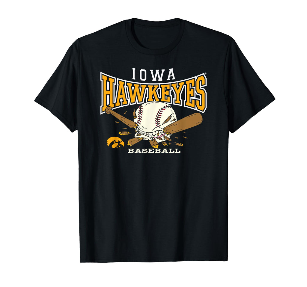 Iowa Hawkeyes Baseball Bite Black T-Shirt - Fun Novelty Design for Adults - T-Shirt, Sweatshirt, Hoodie