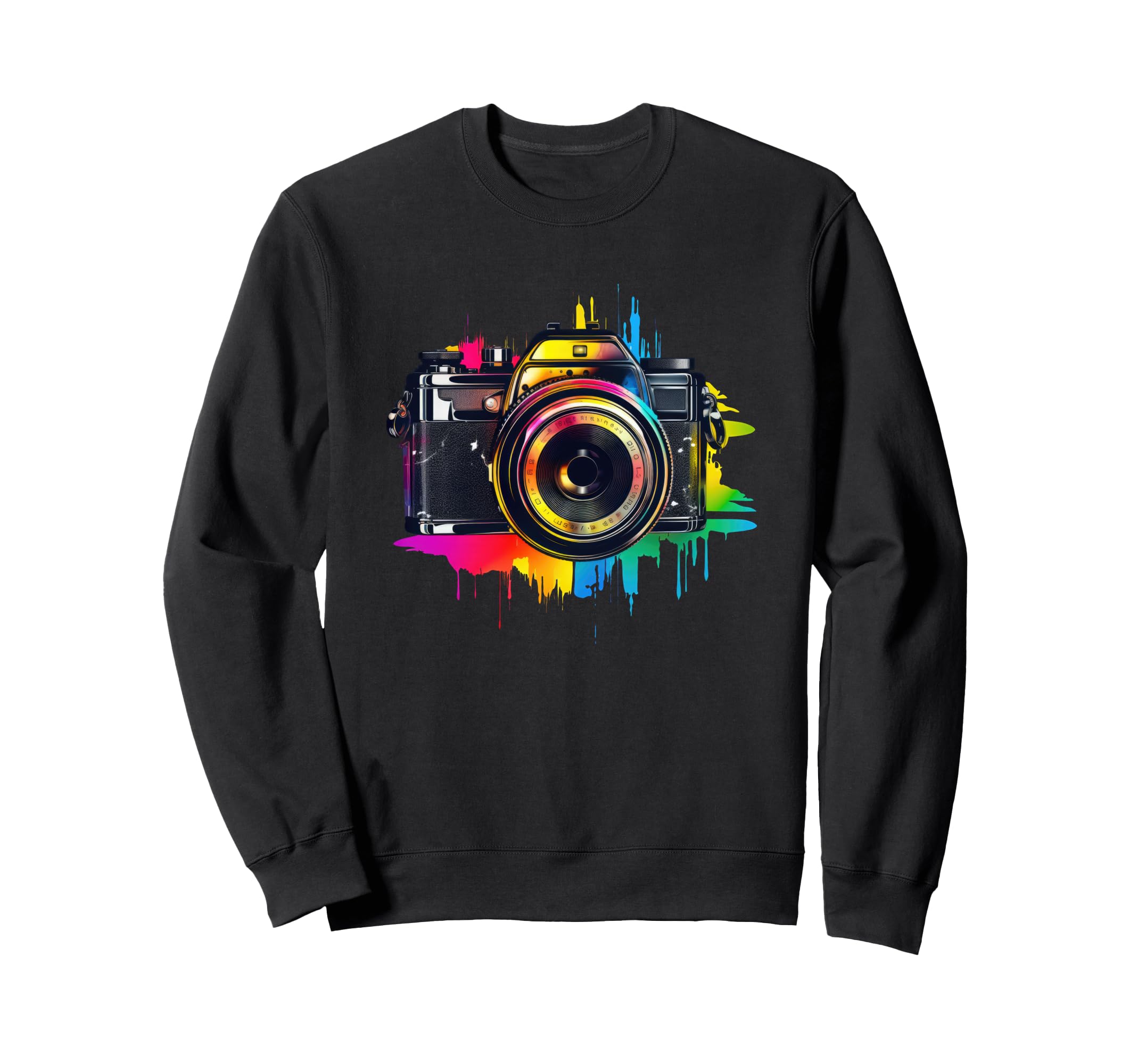 Camera Colorful Splash Sweatshirt - Minimalist Print for Adults - T-Shirt, Sweatshirt, Hoodie